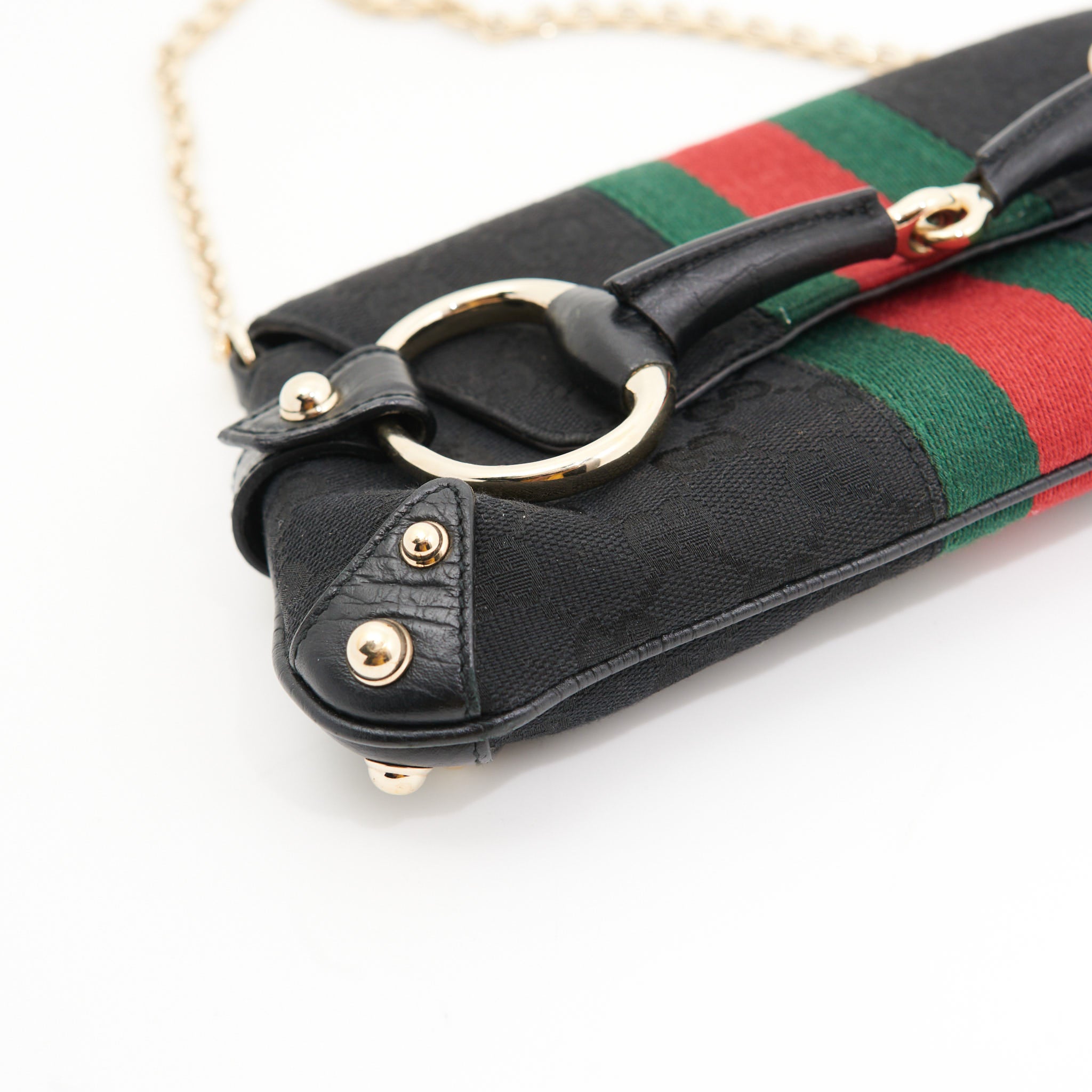 Gucci Vintage Canvas Horsebit in Black Gucci Monogram GHW