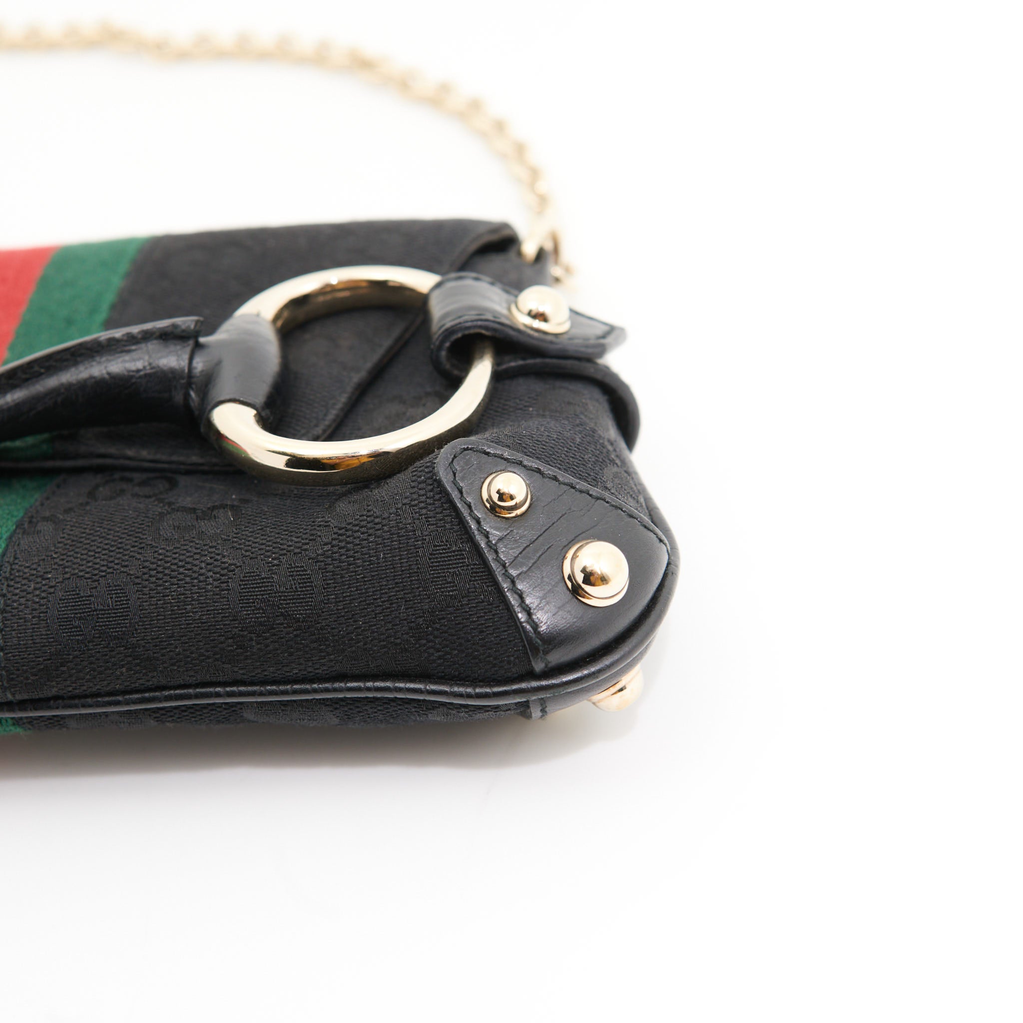 Gucci Vintage Canvas Horsebit in Black Gucci Monogram GHW