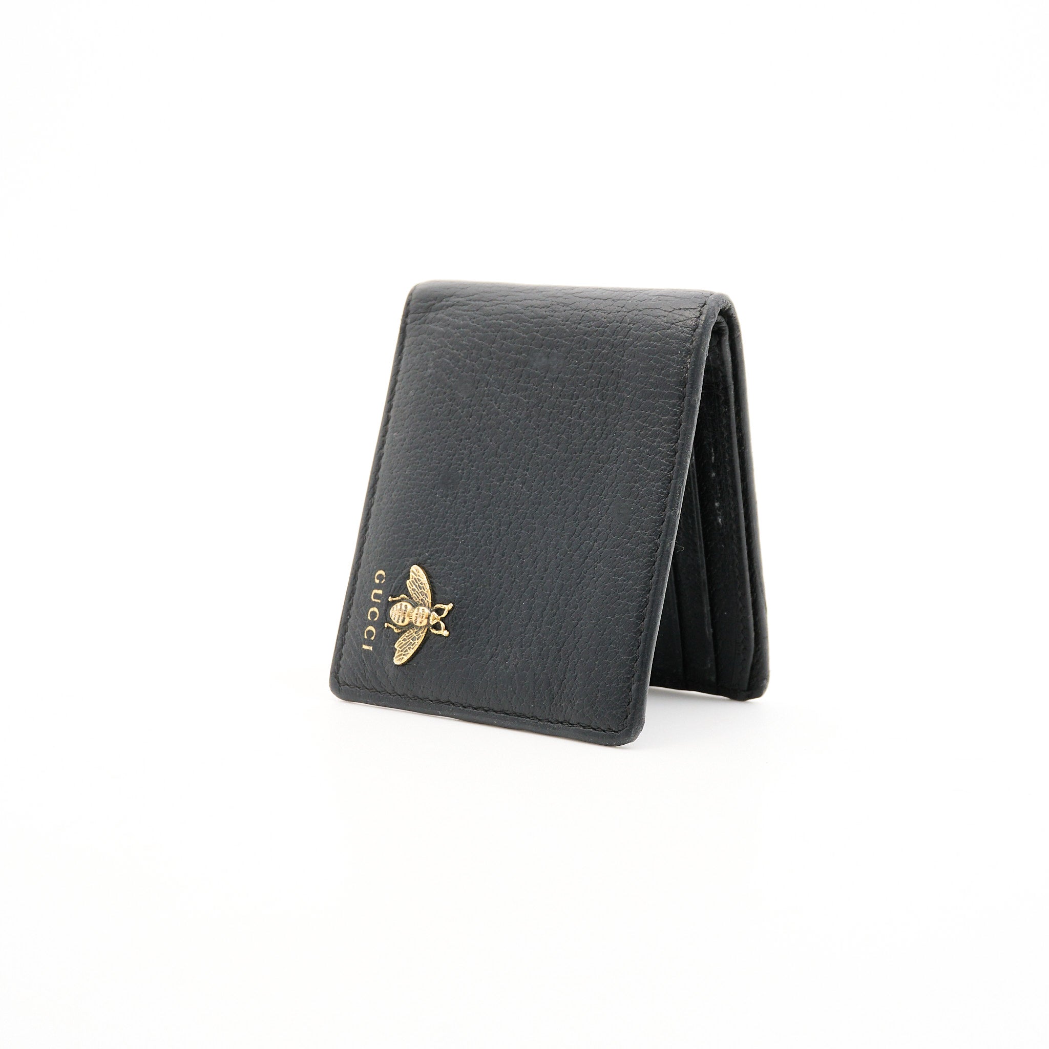 Gucci Black Leather Bee Wallet