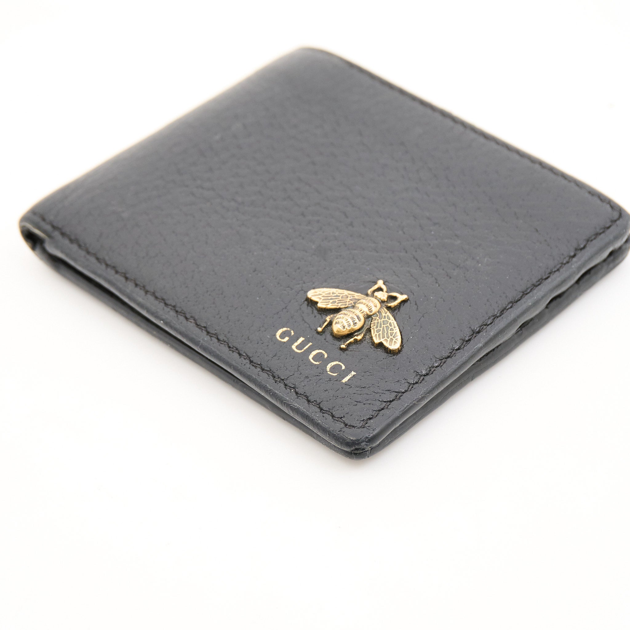 Gucci Black Leather Bee Wallet