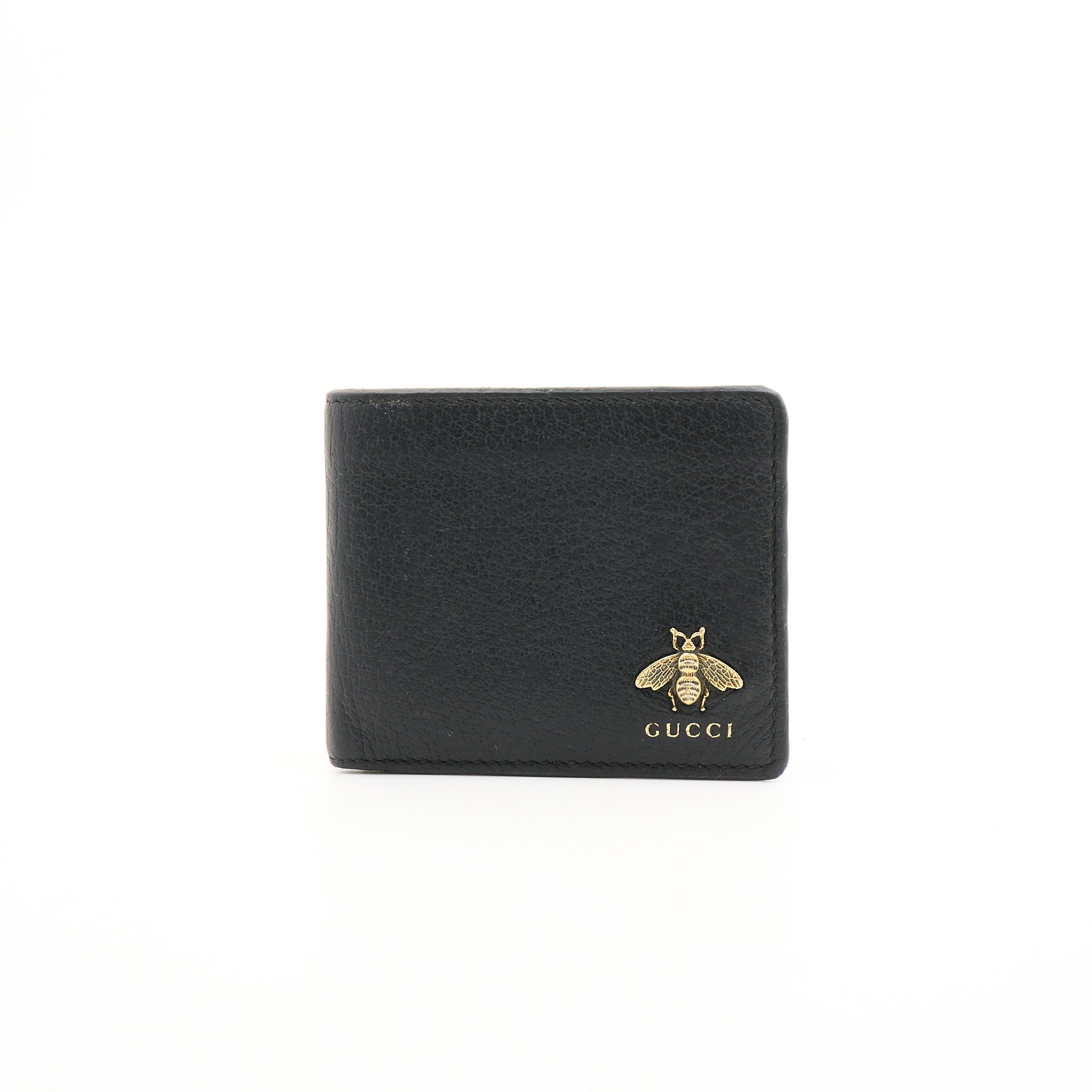 Gucci Black Leather Bee Wallet