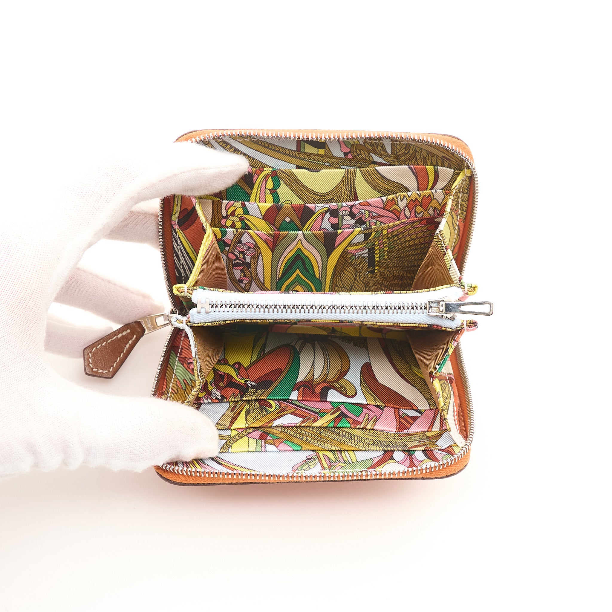 Hermes Azap Silk'In Compact Wallet Orange Epsom Leather