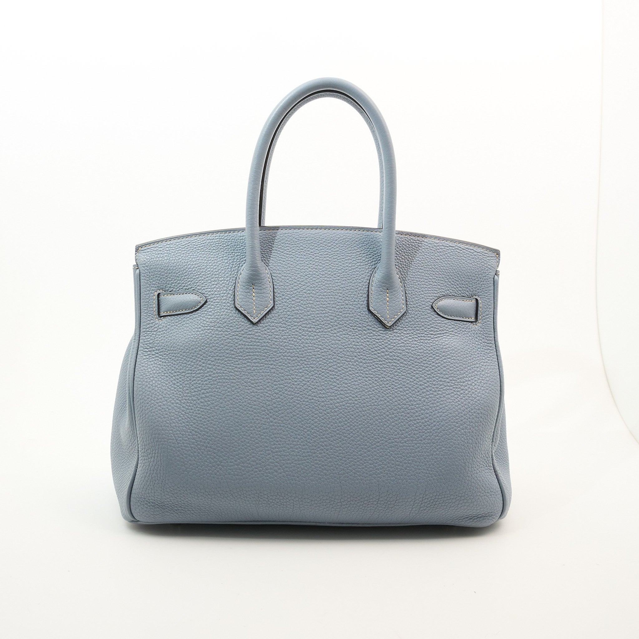 Hermes Birkin 30 Clemence Bleu Lin Square Stamp P (2012)