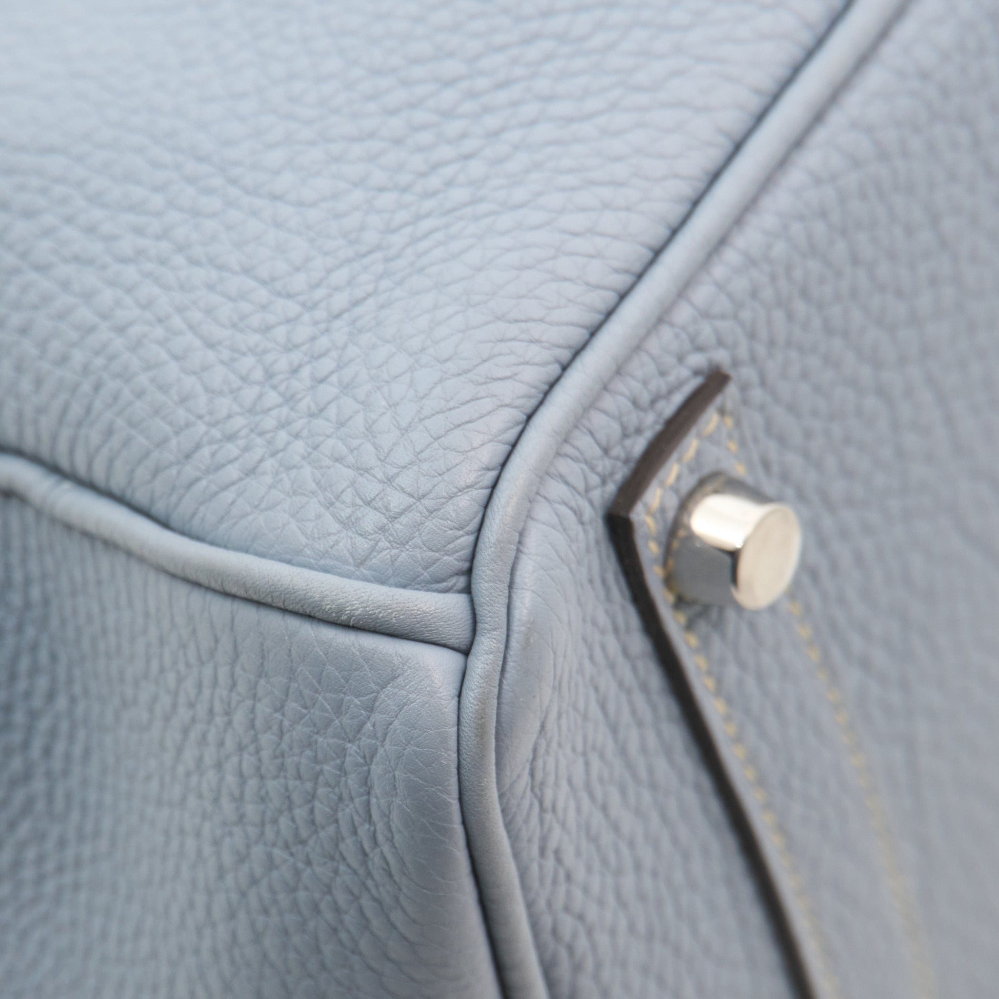 Hermes Birkin 30 Clemence Bleu Lin Square Stamp P (2012)