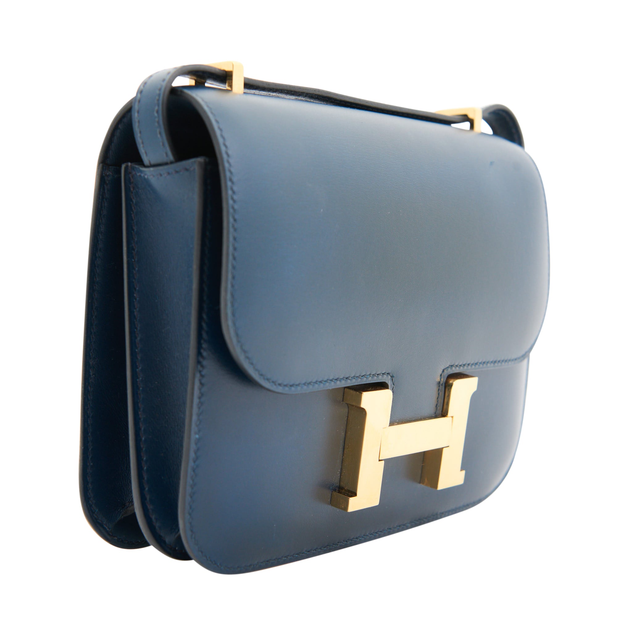 Hermes Box Calf Constance 19 in Bleu De Prusse GHW