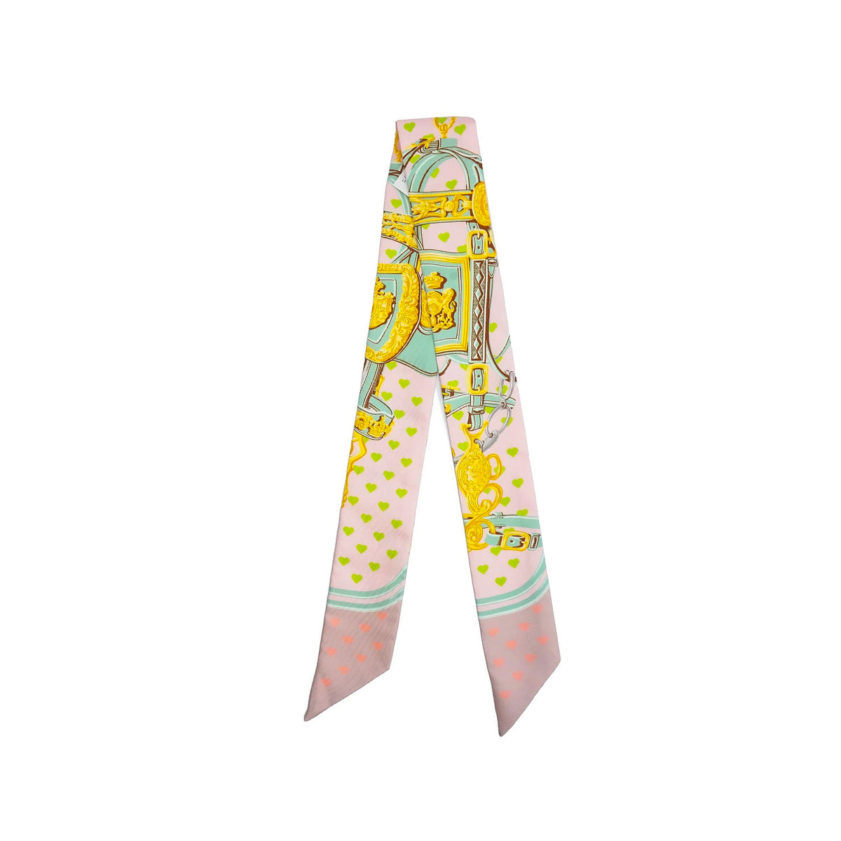 Hermes Brides De Gala Love Silk Twilly Palme Vert Rose