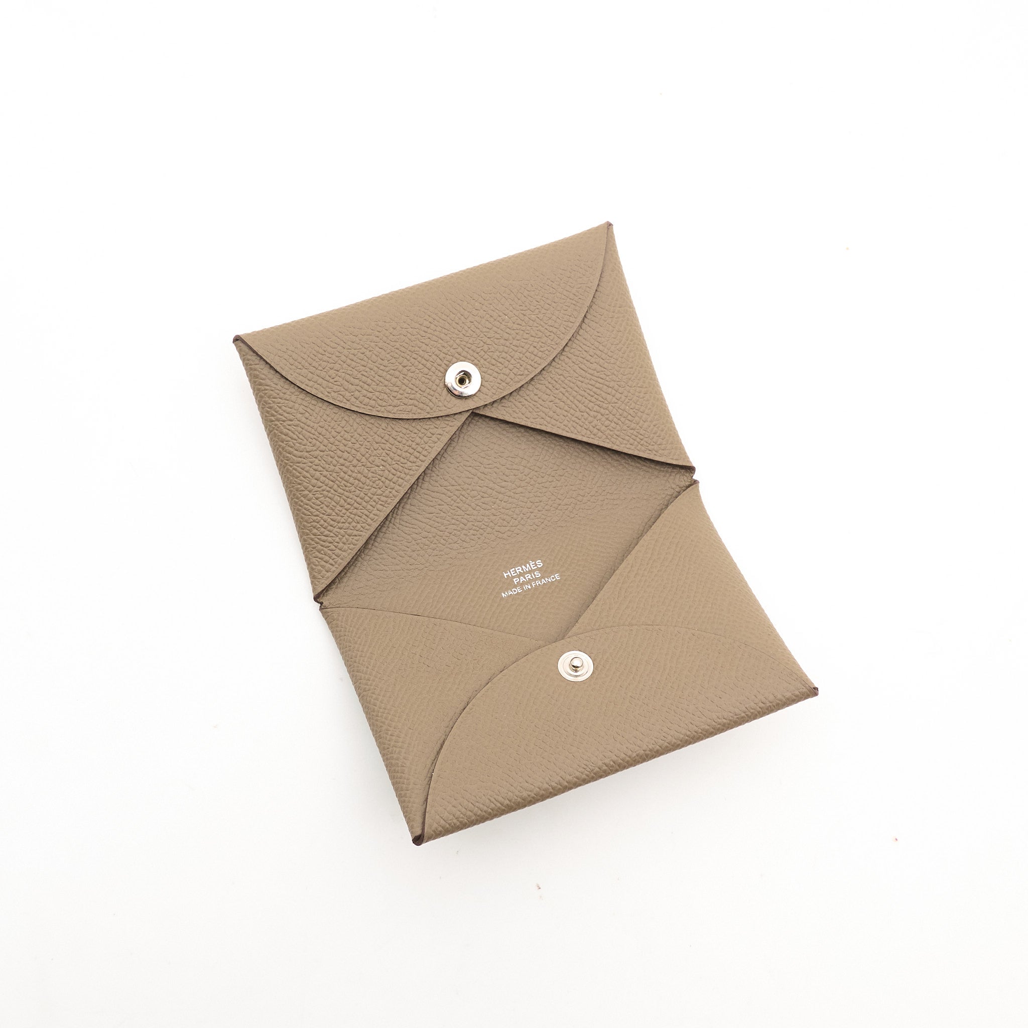 Hermes Calvi Card Holder Epsom Etoupe