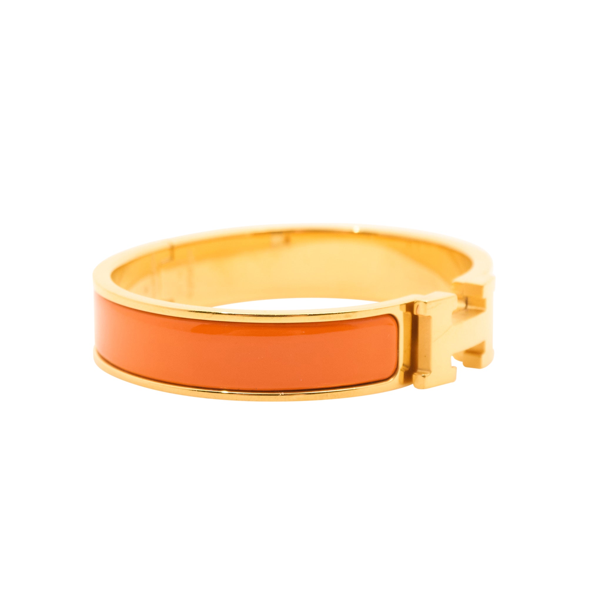 Hermès Clic H Bracelet in Orange and Gold PM