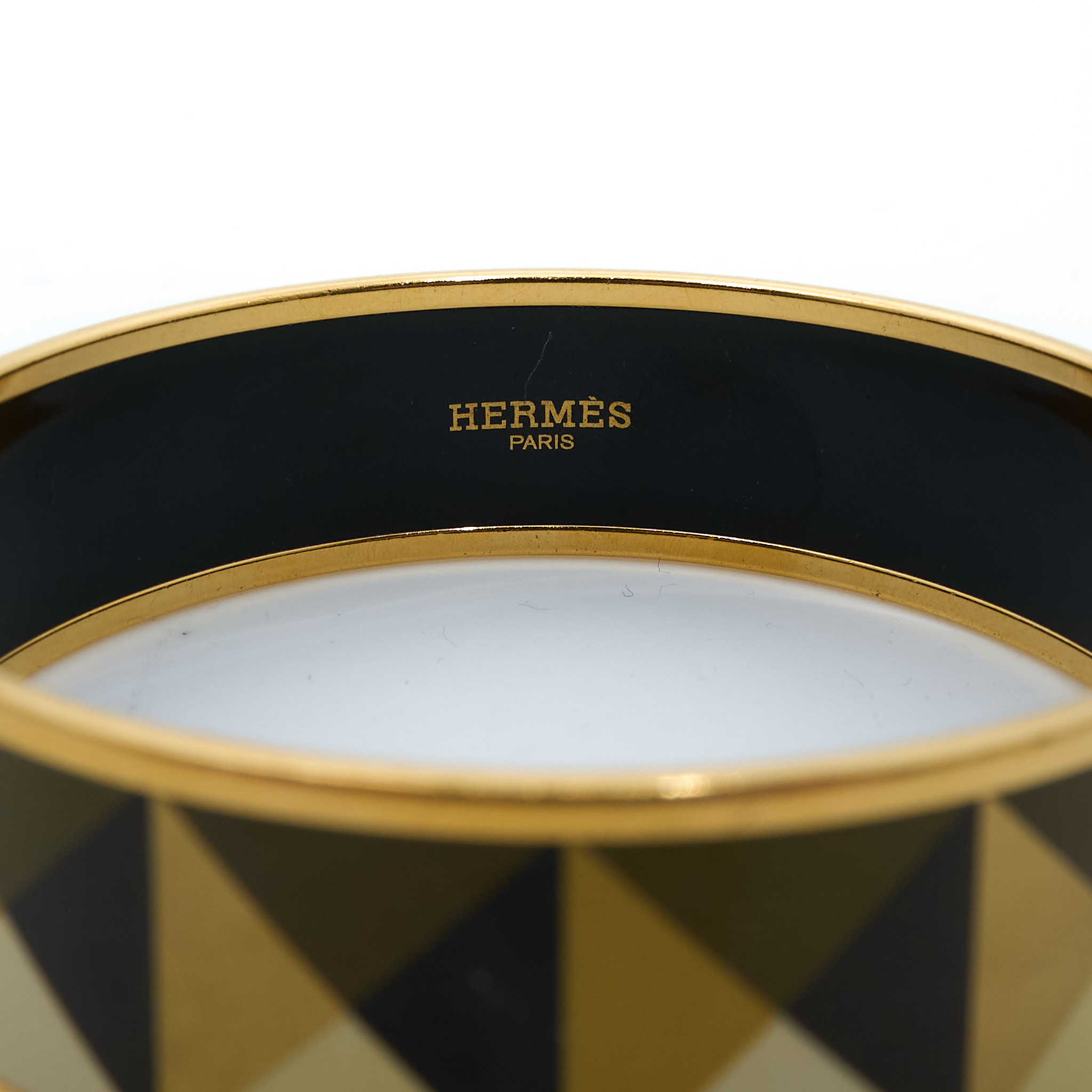 Hermes Enamel Geometric Bangle 70