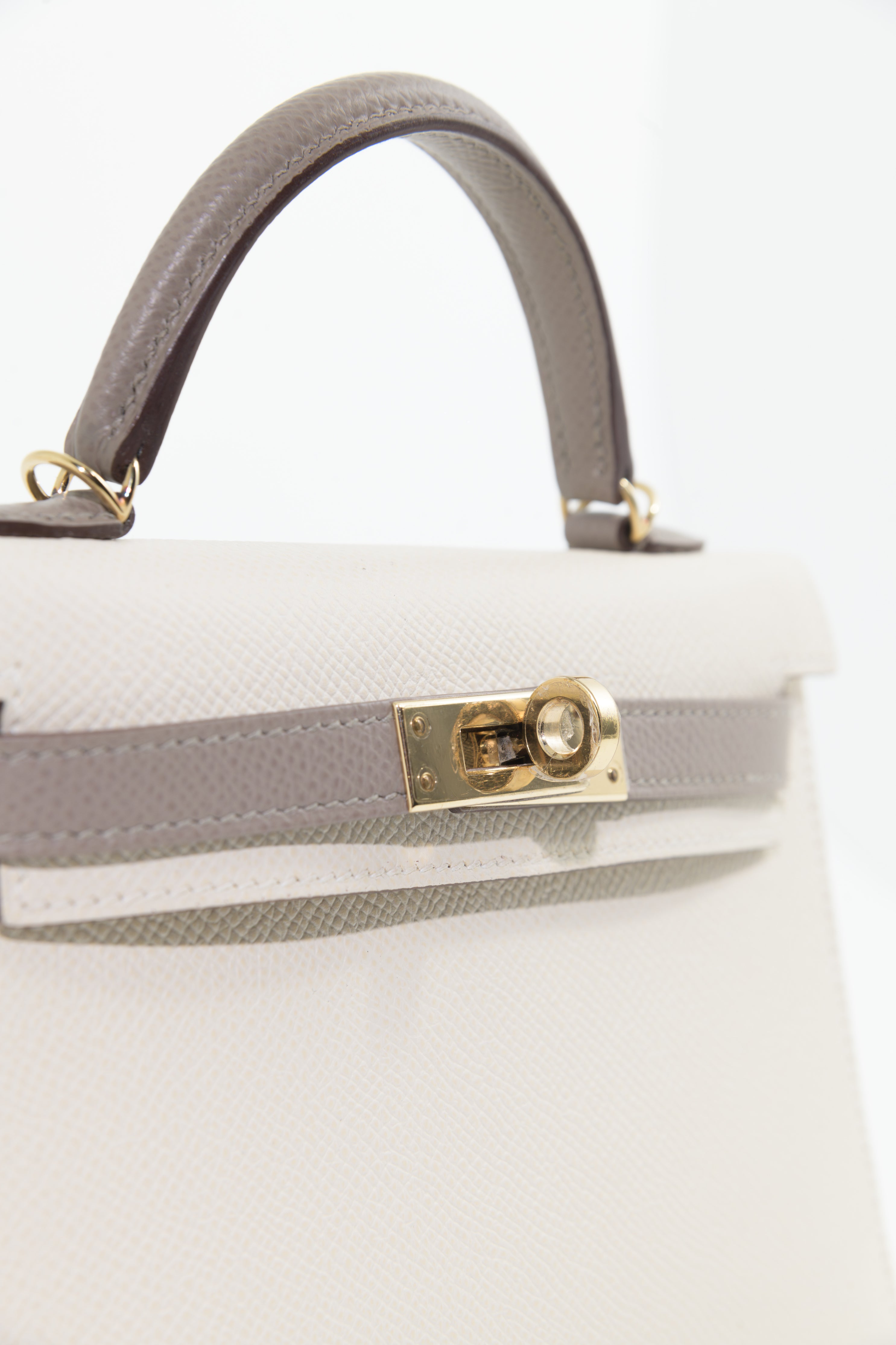 Hermes Epsom Mini Kelly in Custom white and Grey GHW
