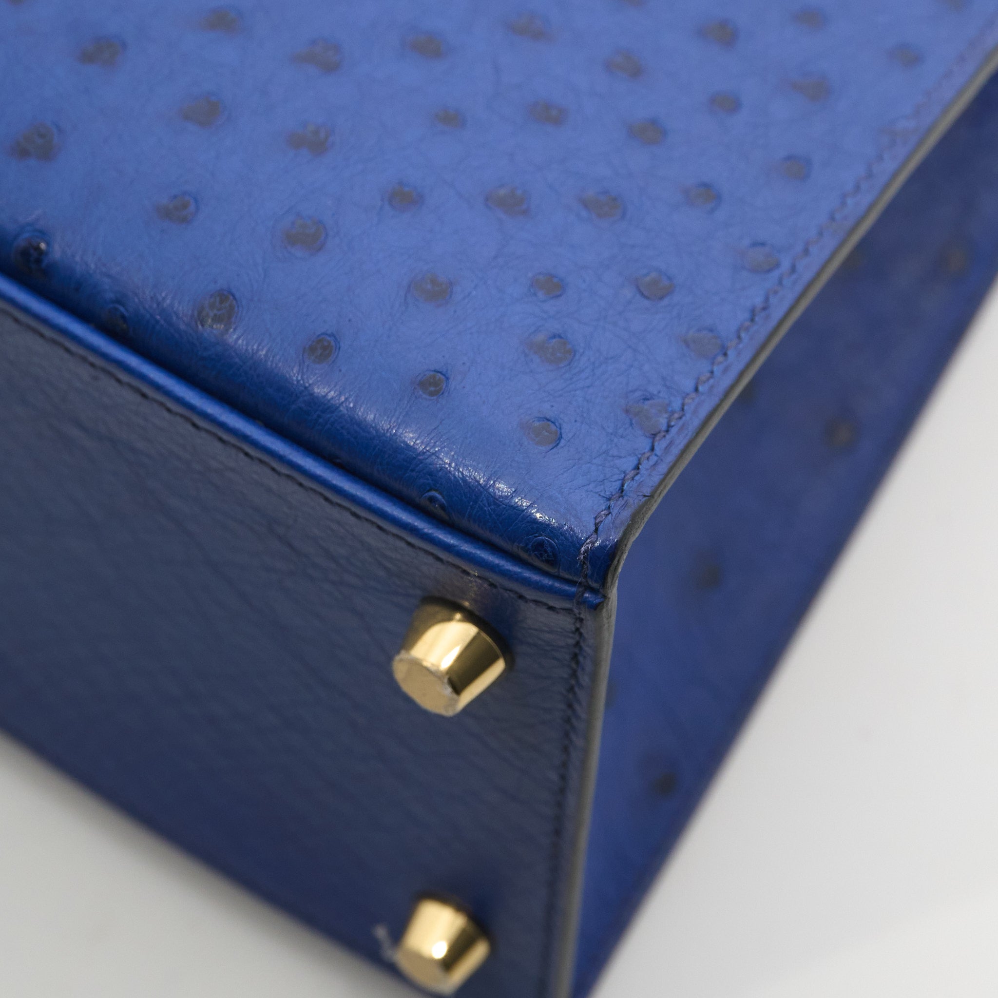Hermes Kelly 28 Ostrich Blue Saphir GHW Stamp C