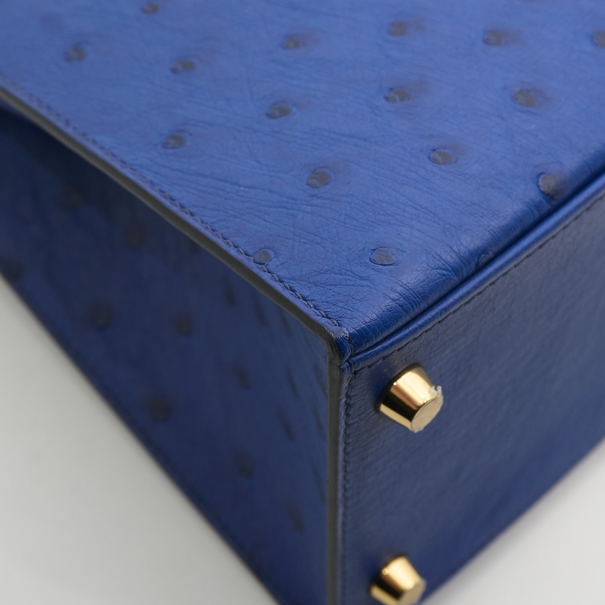 Hermes Kelly 28 Ostrich Blue Saphir GHW Stamp C