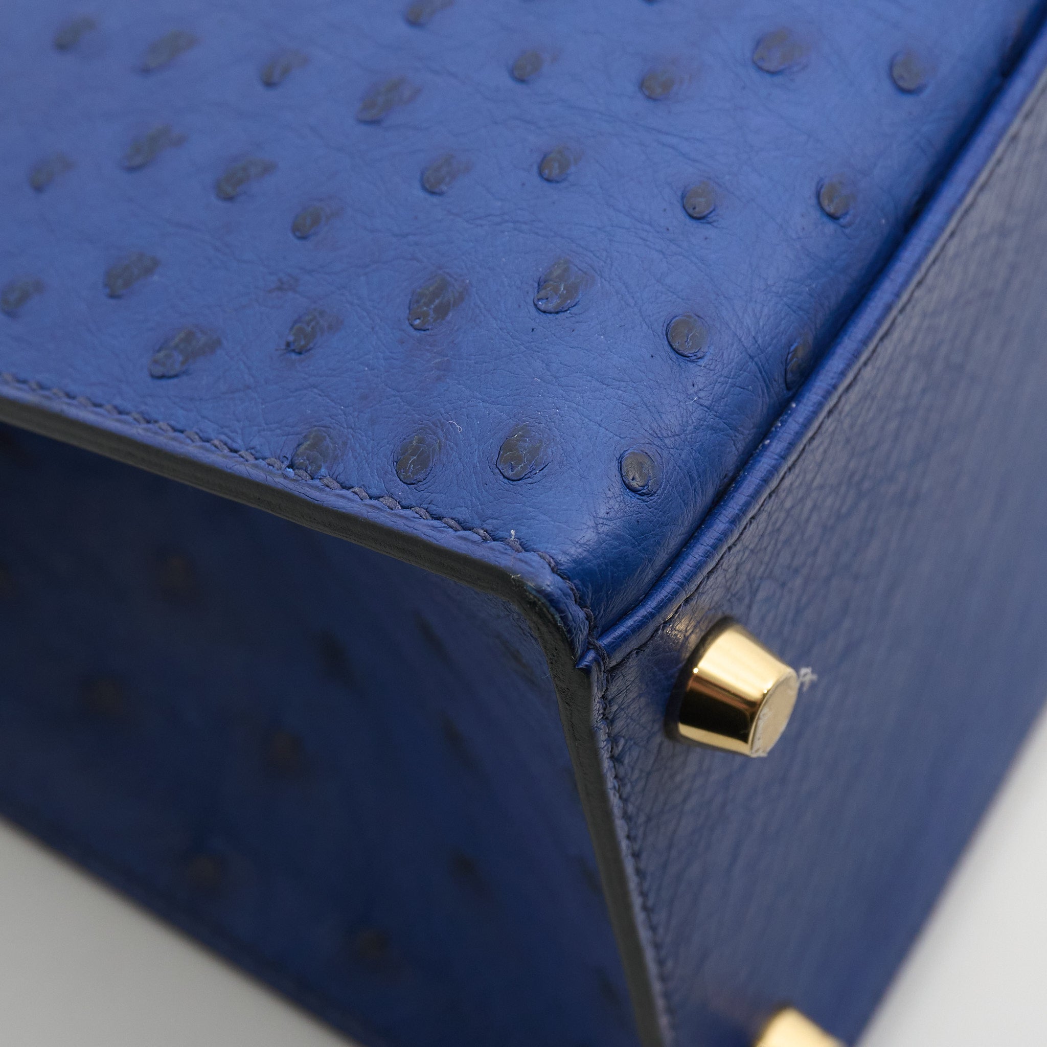 Hermes Kelly 28 Ostrich Blue Saphir GHW Stamp C