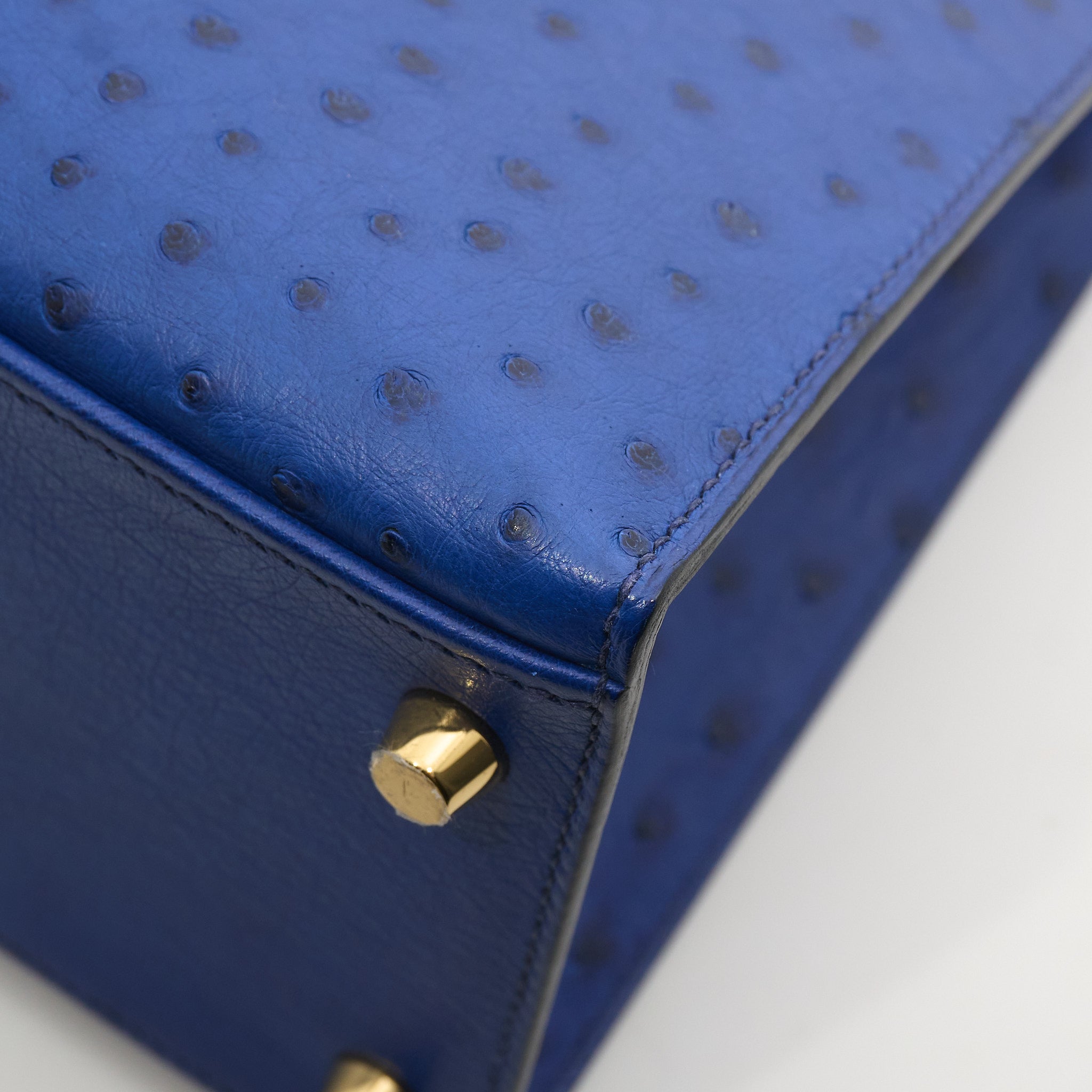 Hermes Kelly 28 Ostrich Blue Saphir GHW Stamp C