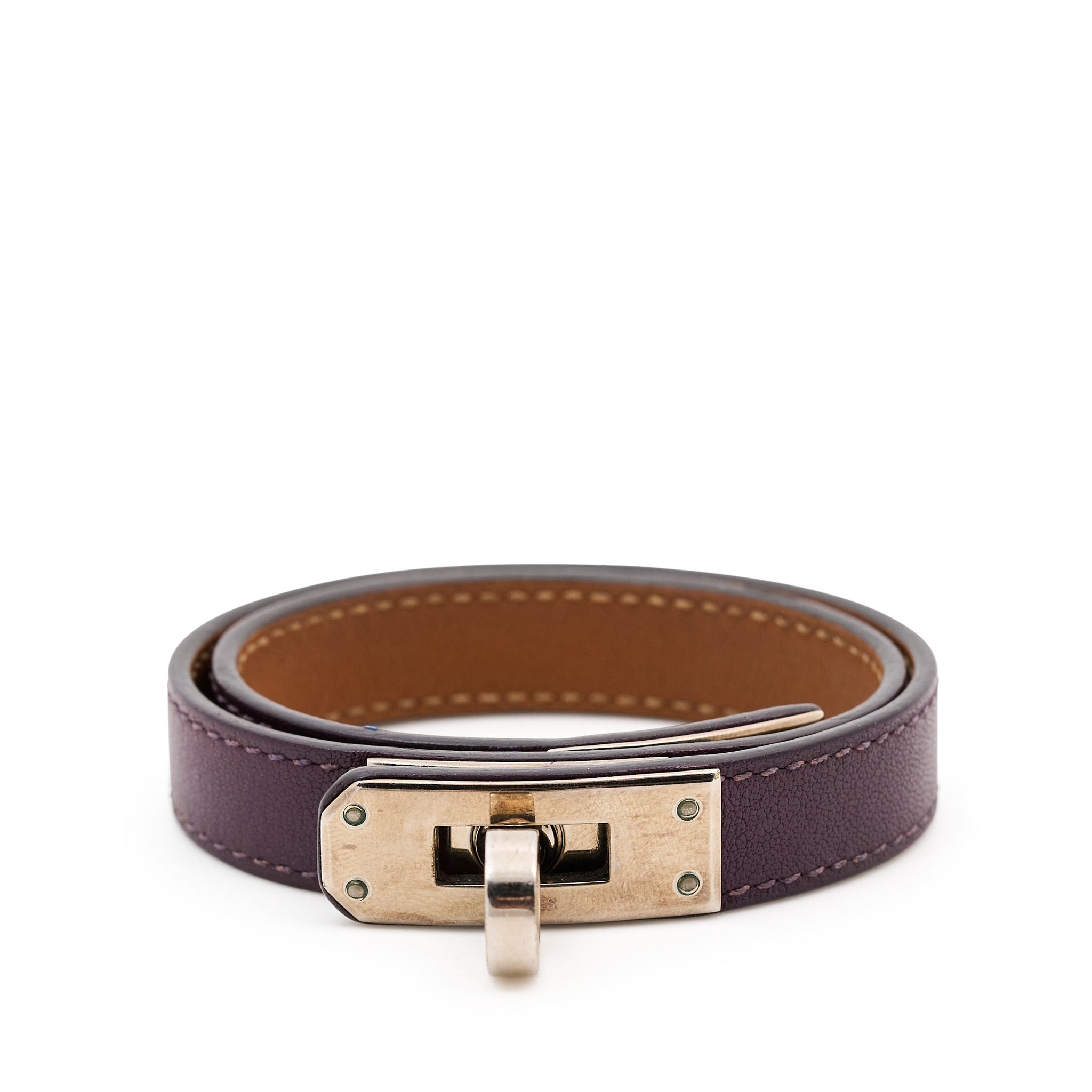 Hermes Kelly Double Tour Leather Bracelet PHW