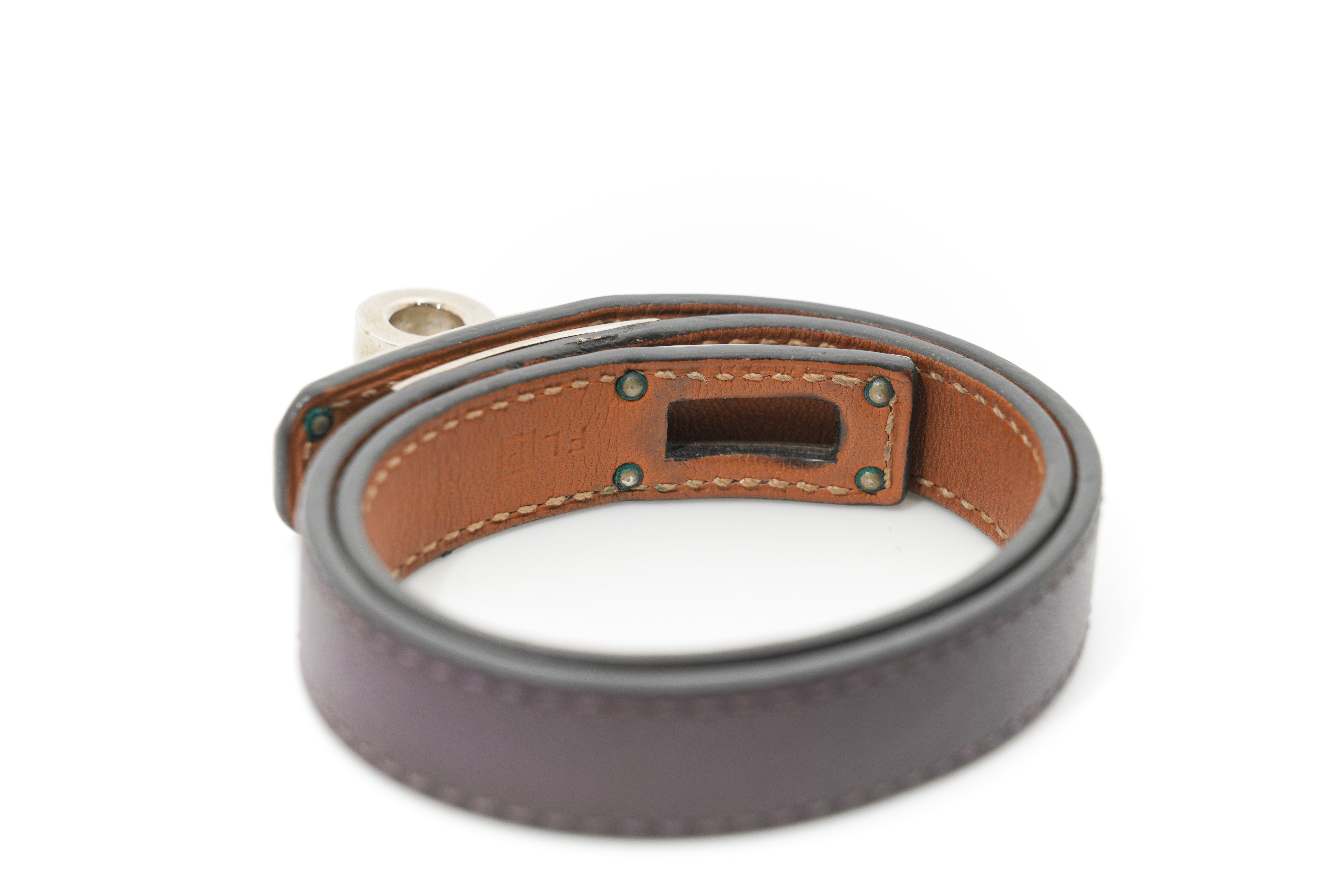 Hermes Kelly Double Tour Leather Bracelet PHW
