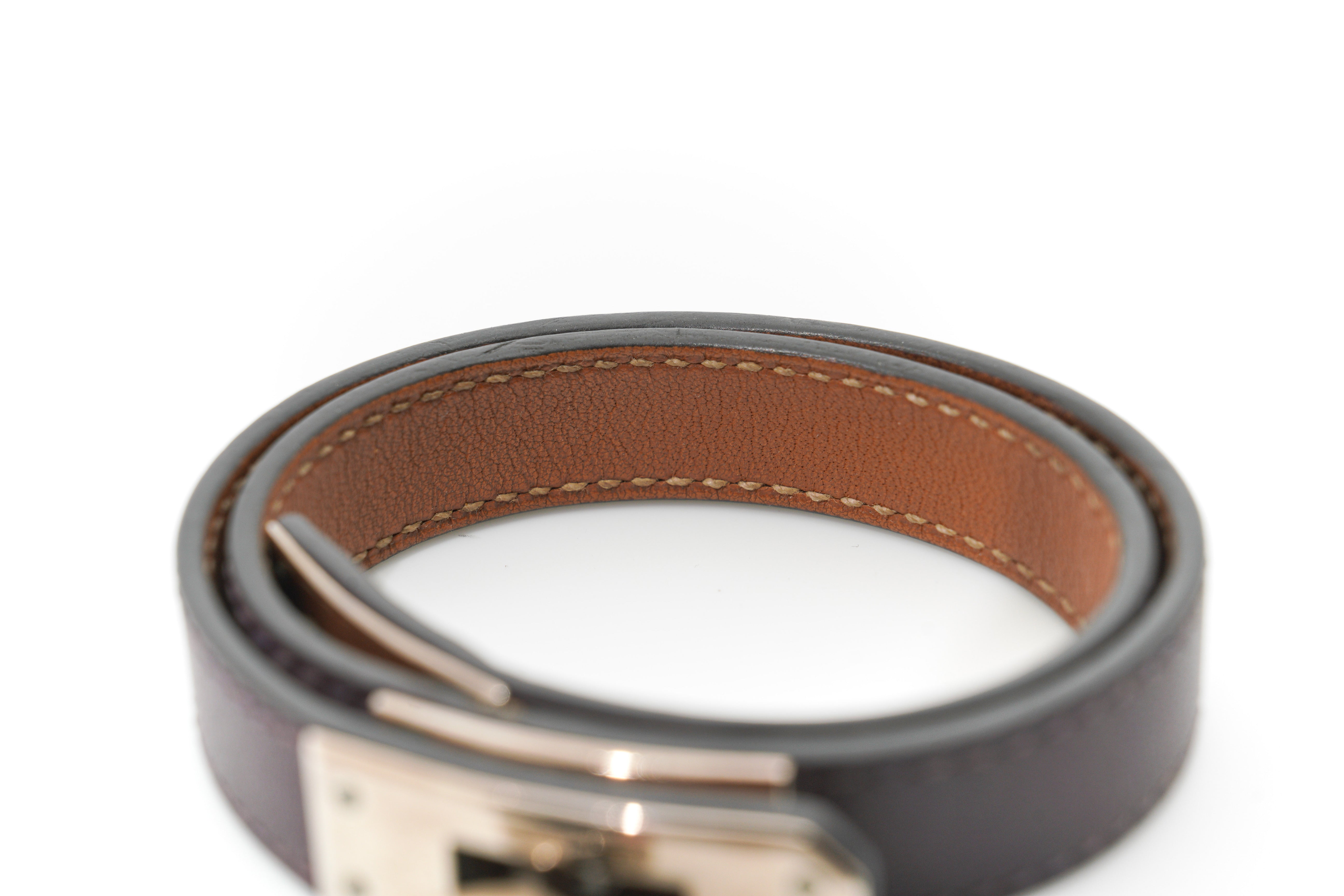 Hermes Kelly Double Tour Leather Bracelet PHW