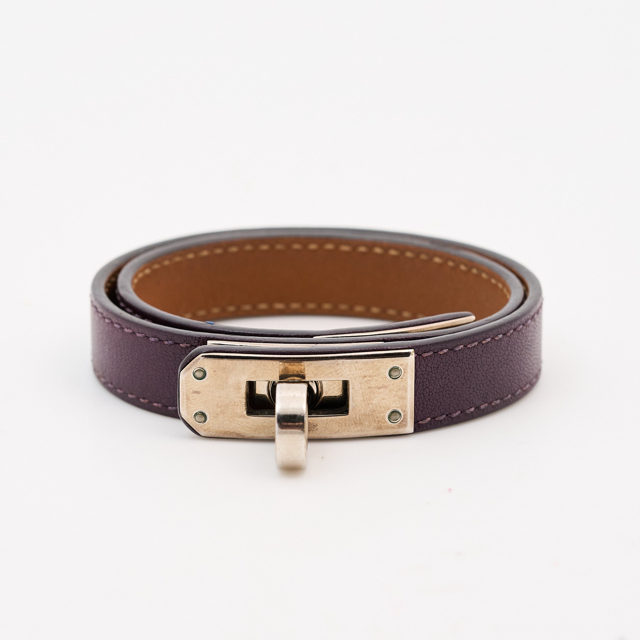 Hermes Kelly Double Tour Leather Bracelet PHW