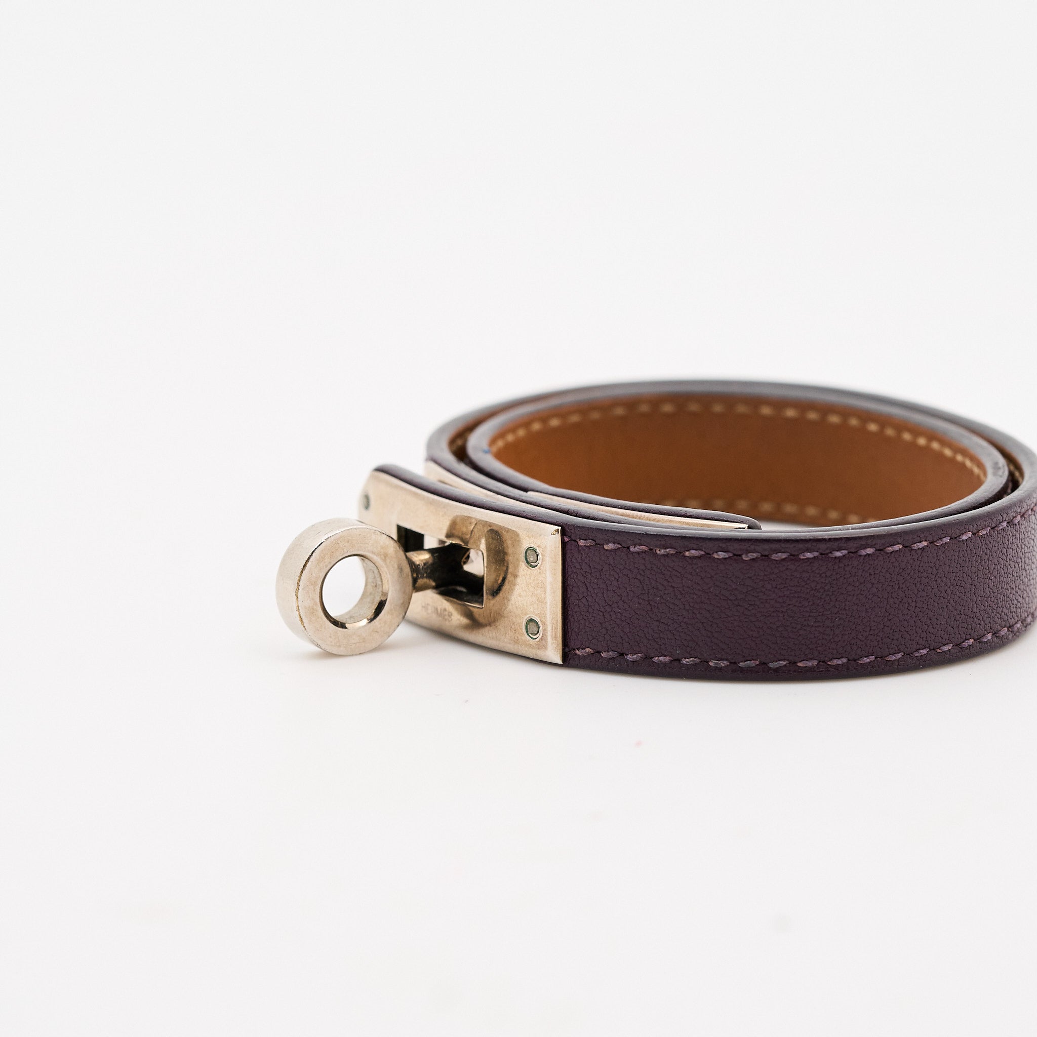 Hermes Kelly Double Tour Leather Bracelet PHW