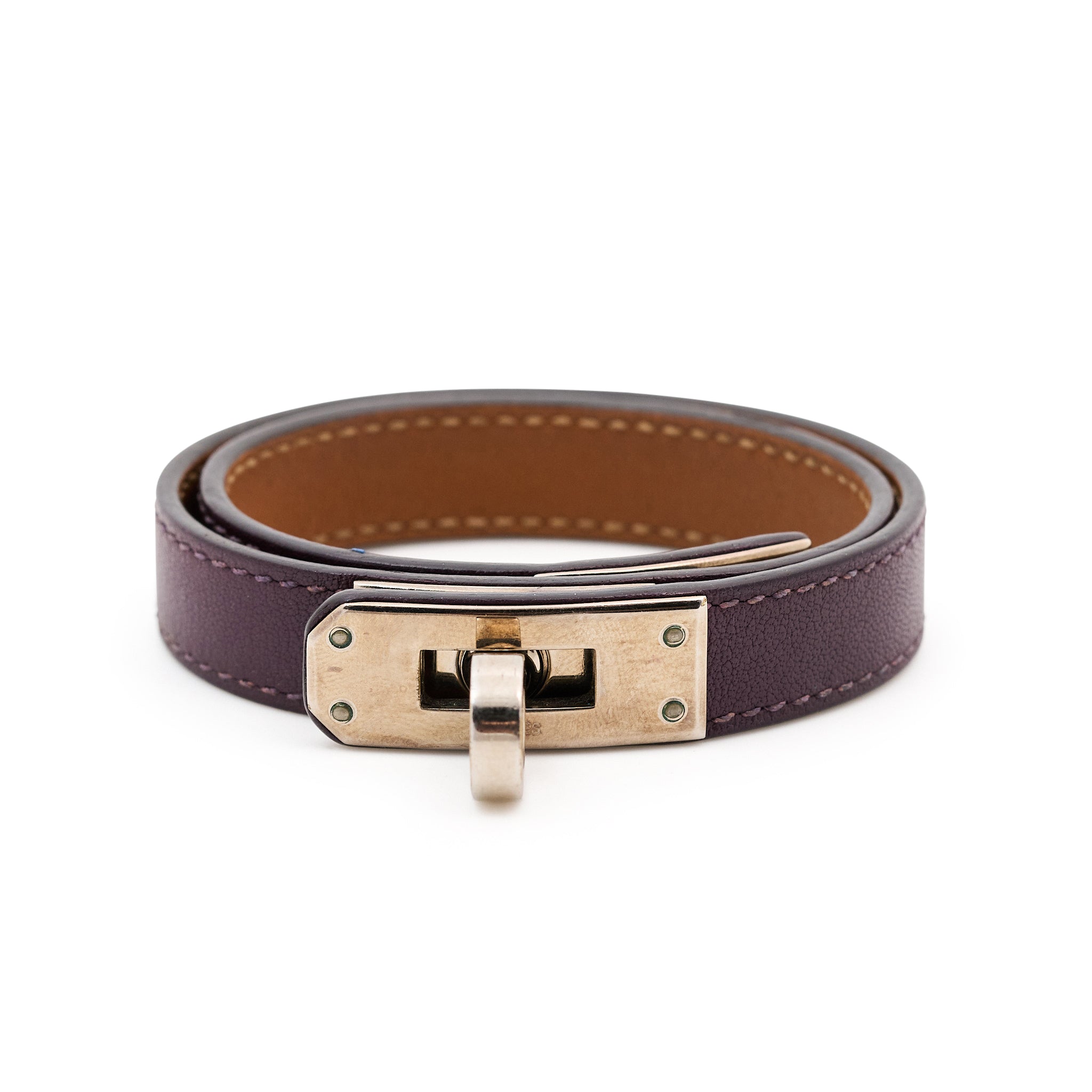 Hermes Kelly Double Tour Leather Bracelet PHW