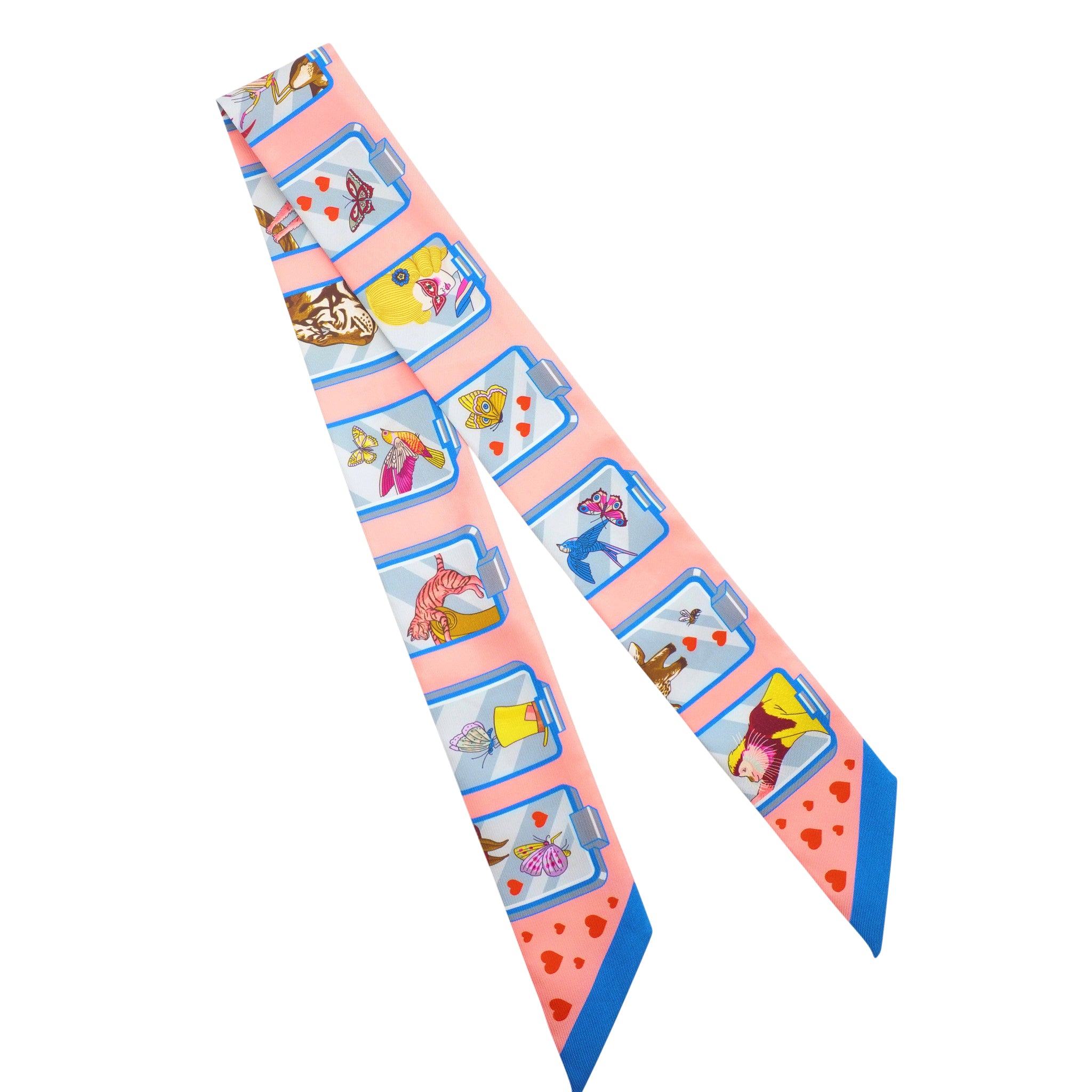Hermes Story Twilly Pink Blue Silk