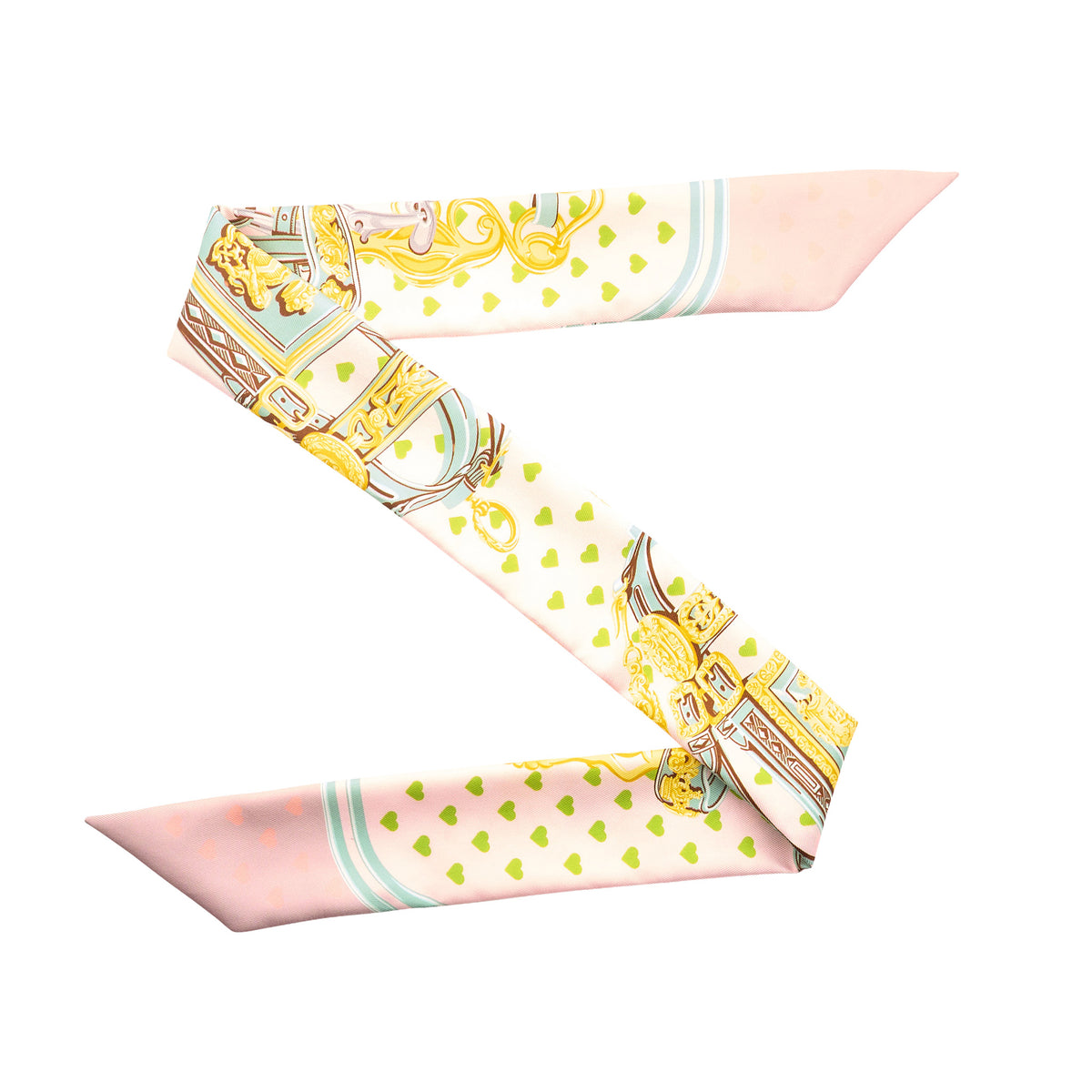 Hermes Brides De Gala Love Silk Twilly Palme Vert Rose