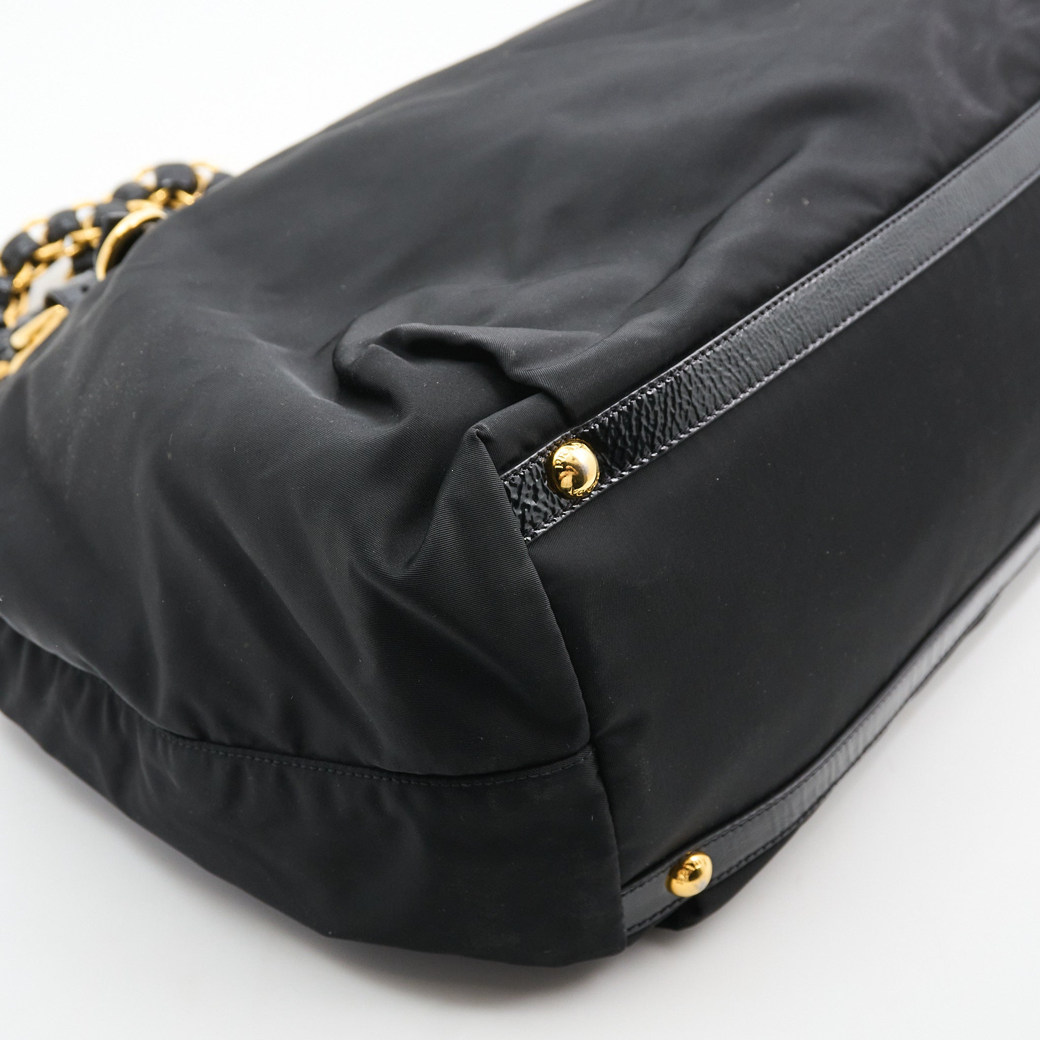 Prada Tessuto Nylon Chain Shoulder Black Nero