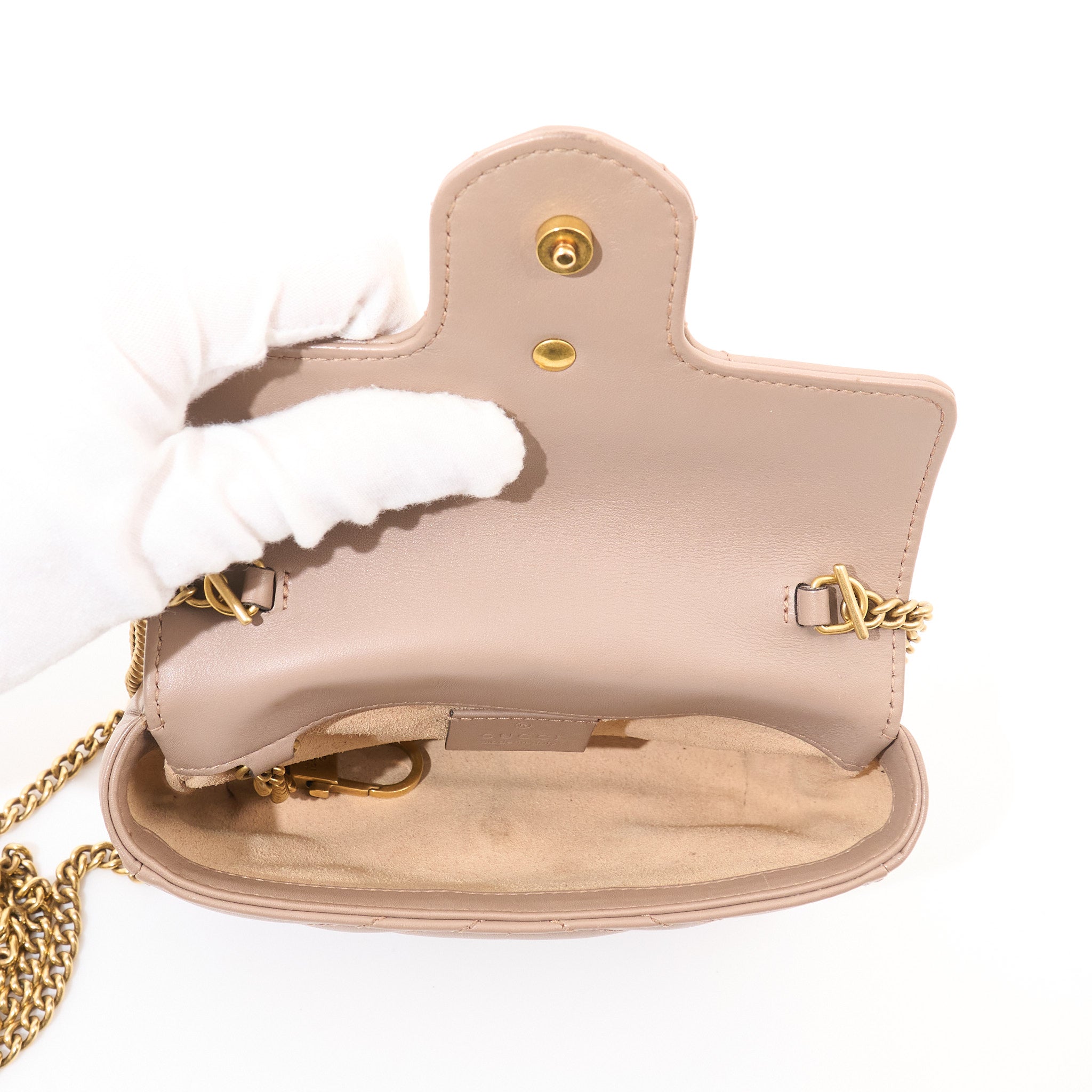 Gucci GG Marmont Matelasse Super Mini Dusty Pink Bag