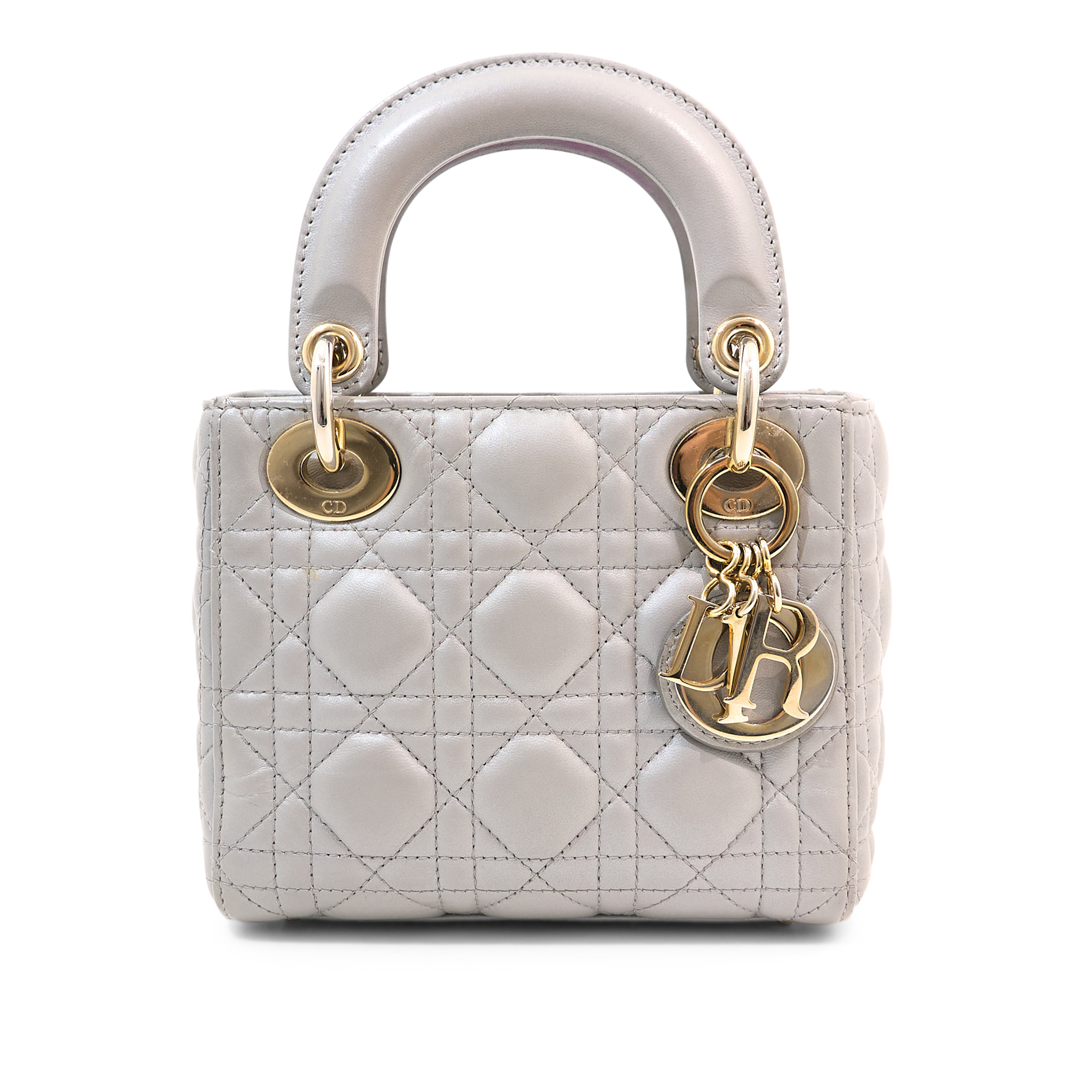 Christian Dior Lady DIor Mini Grey Pearlescent Bag
