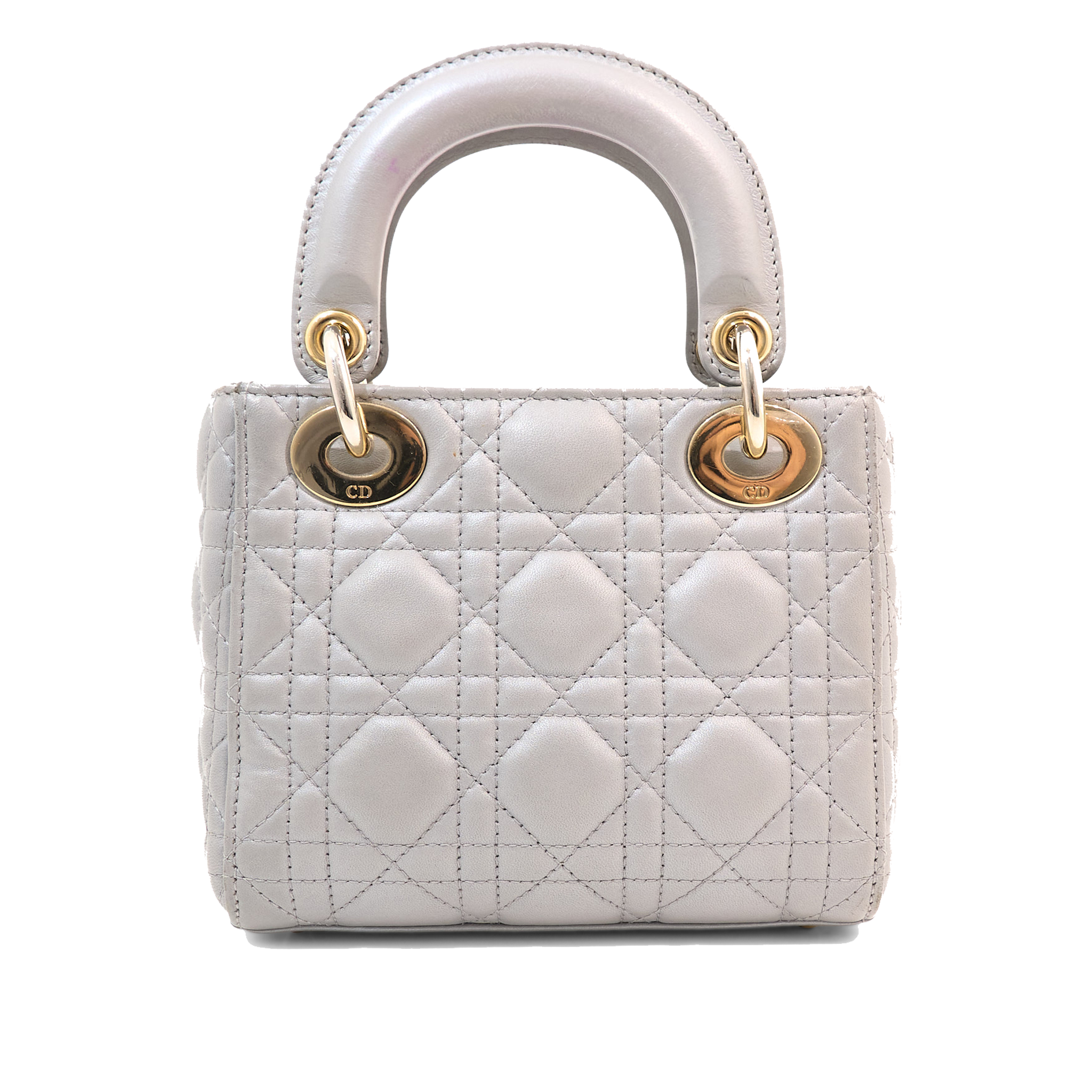 Christian Dior Lady DIor Mini Grey Pearlescent Bag