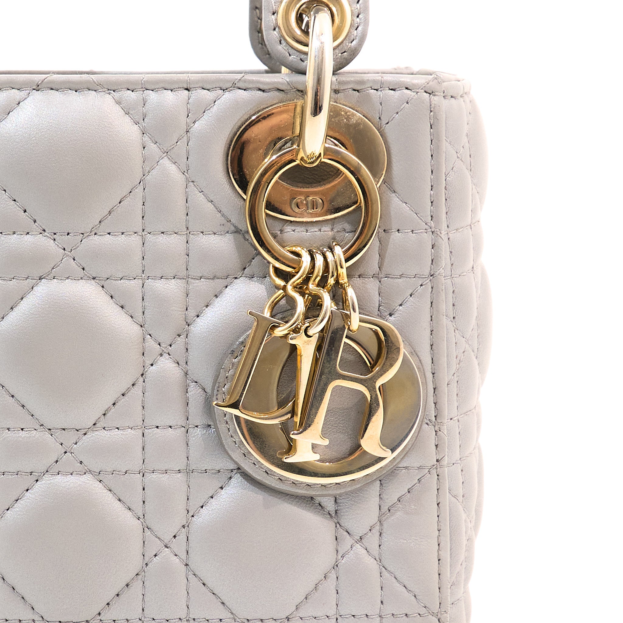Christian Dior Lady DIor Mini Grey Pearlescent Bag