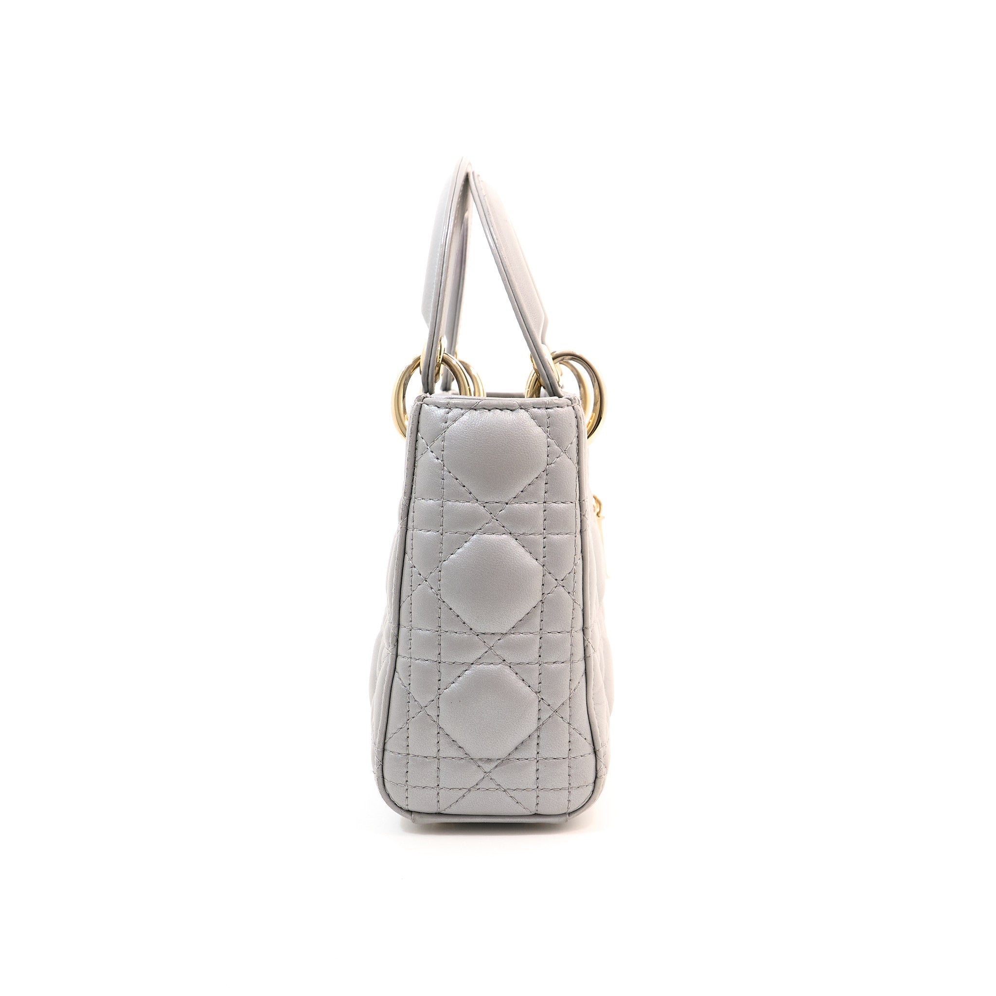 Christian Dior Lady DIor Mini Grey Pearlescent Bag