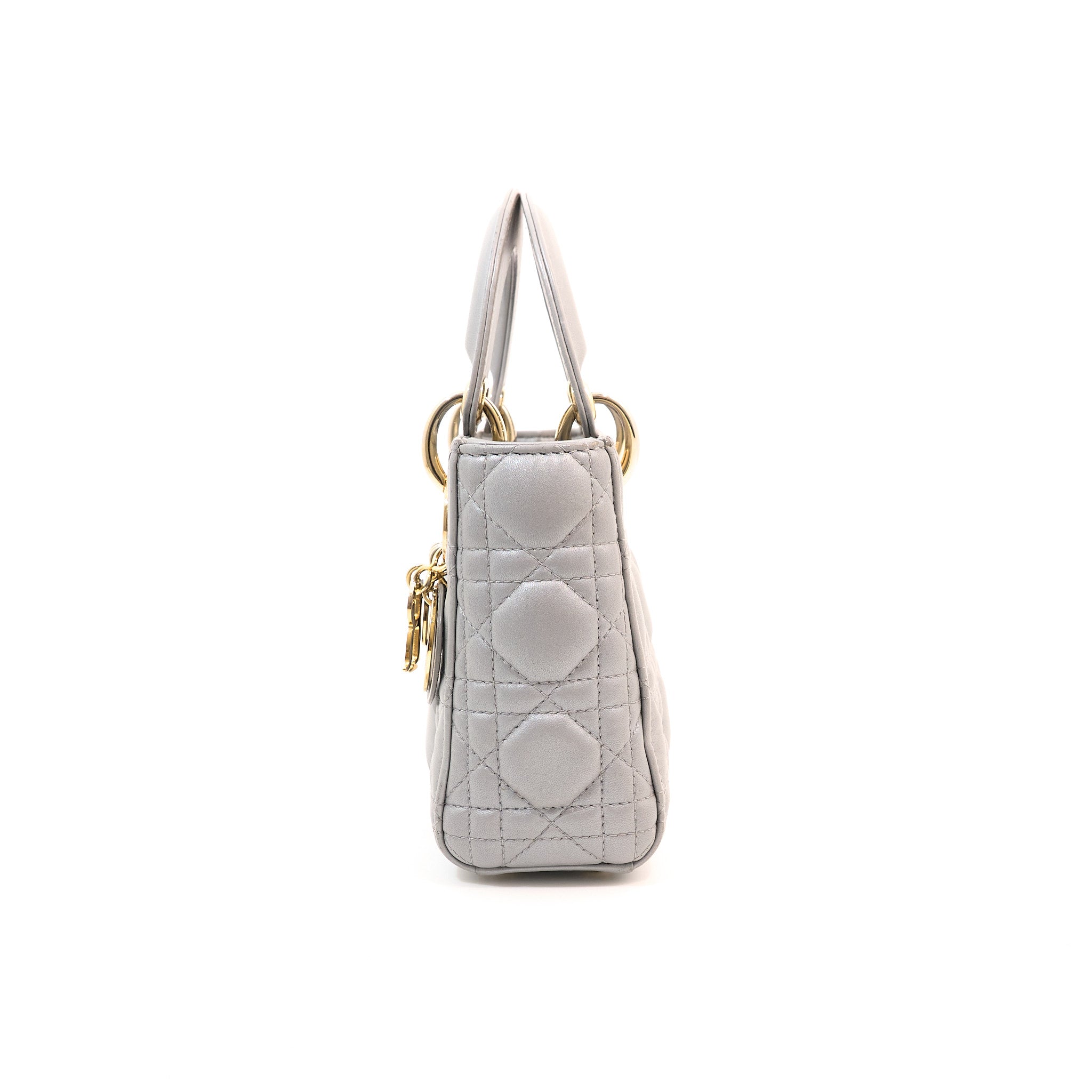 Christian Dior Lady DIor Mini Grey Pearlescent Bag
