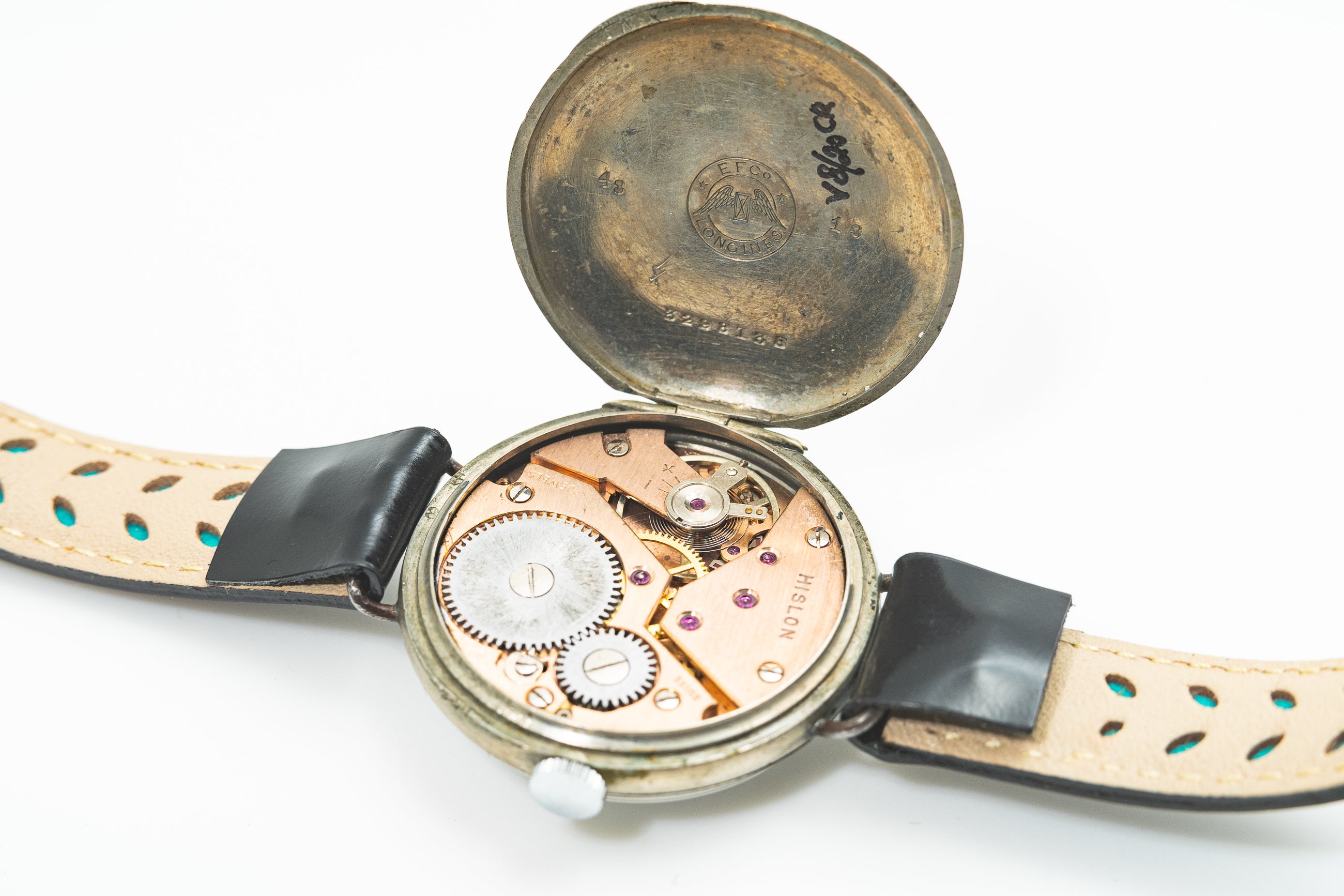 Vintage Longines Manual Wind Watch Roman Dial & Leather Strap