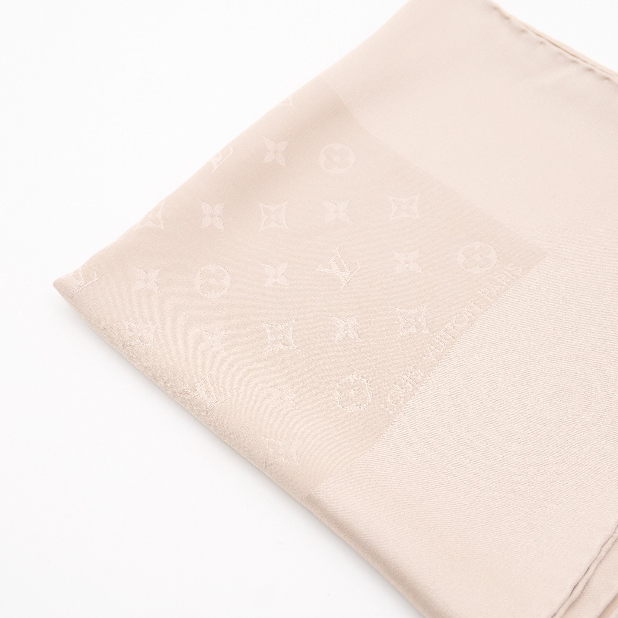 Louis Vuitton Beige Monogram Silk Scarf
