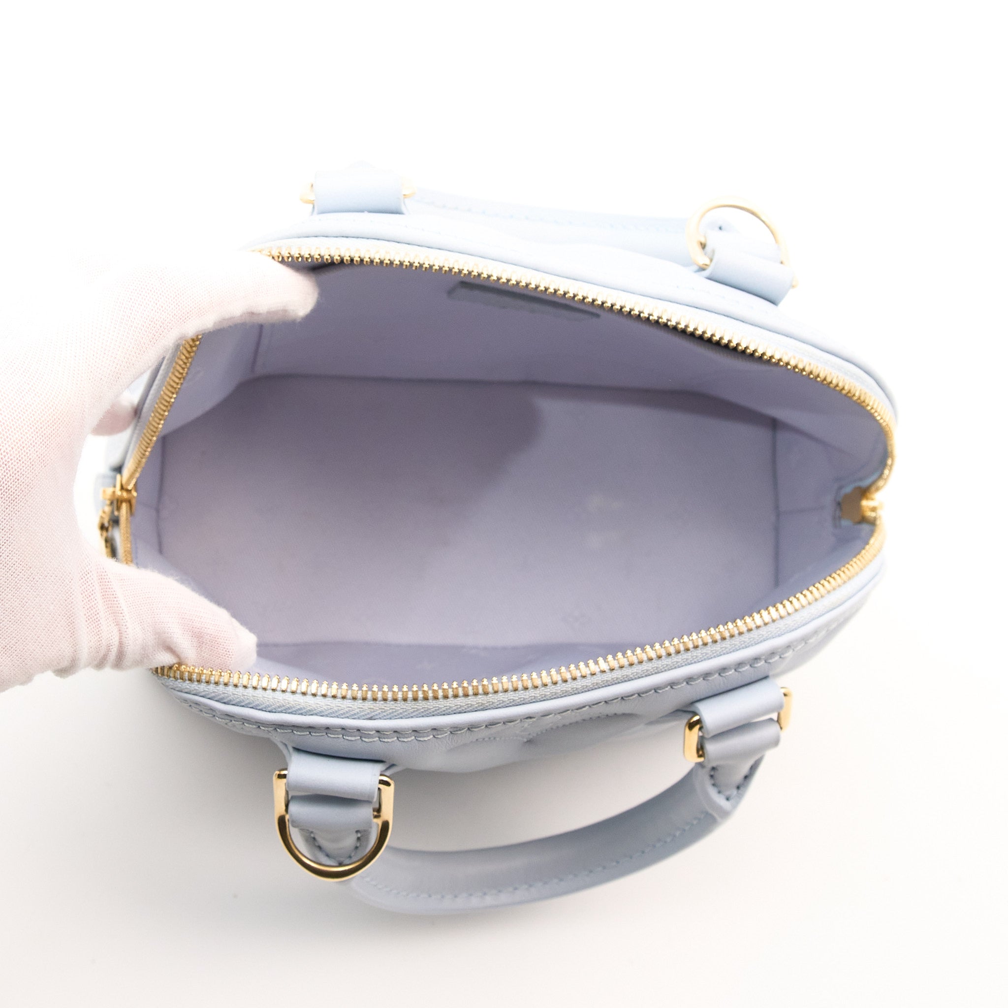 Louis Vuitton Calfskin Bubblegum Alma BB Ice Blue