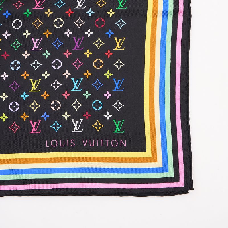 Louis Vuitton Murakami Black Silk Scarf
