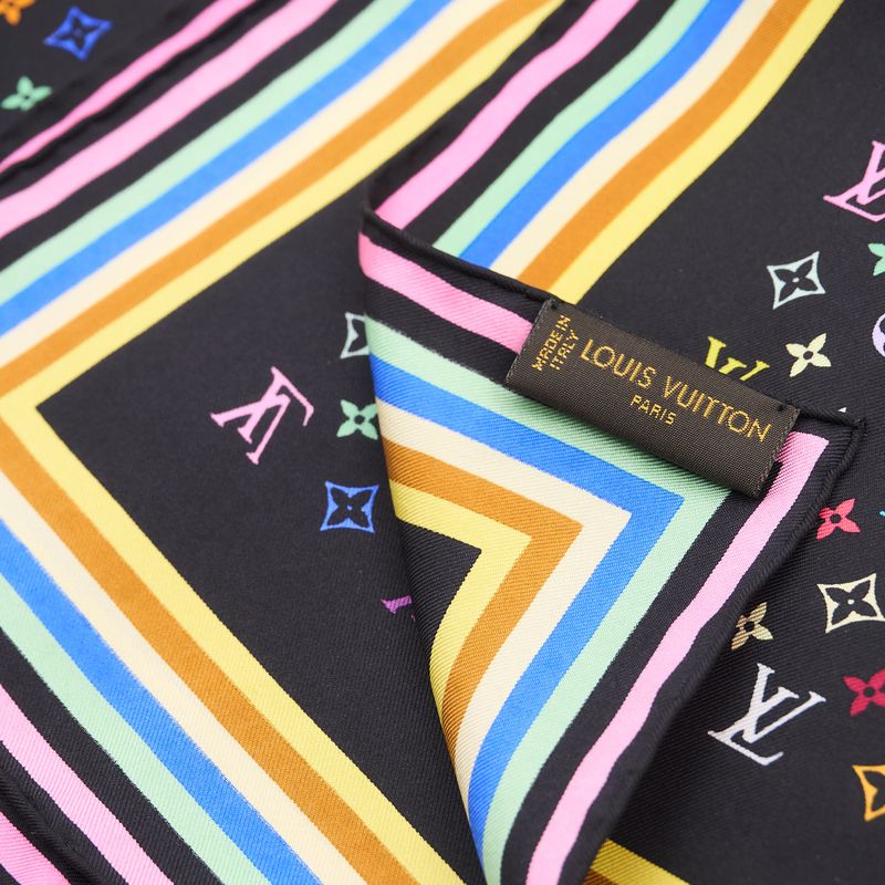 Louis Vuitton Murakami Black Silk Scarf