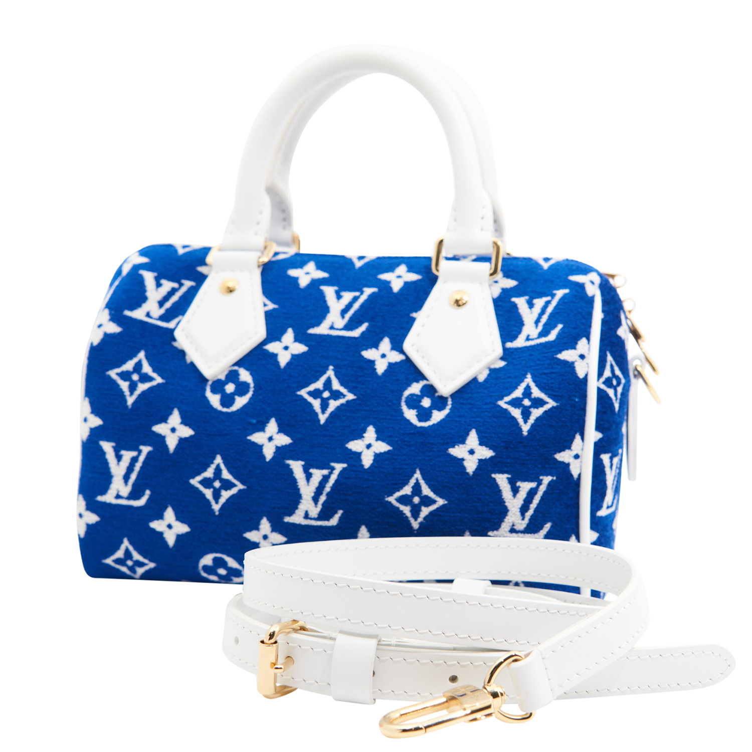Louis Vuitton Velvet Speedy 20 in Blue Monogram