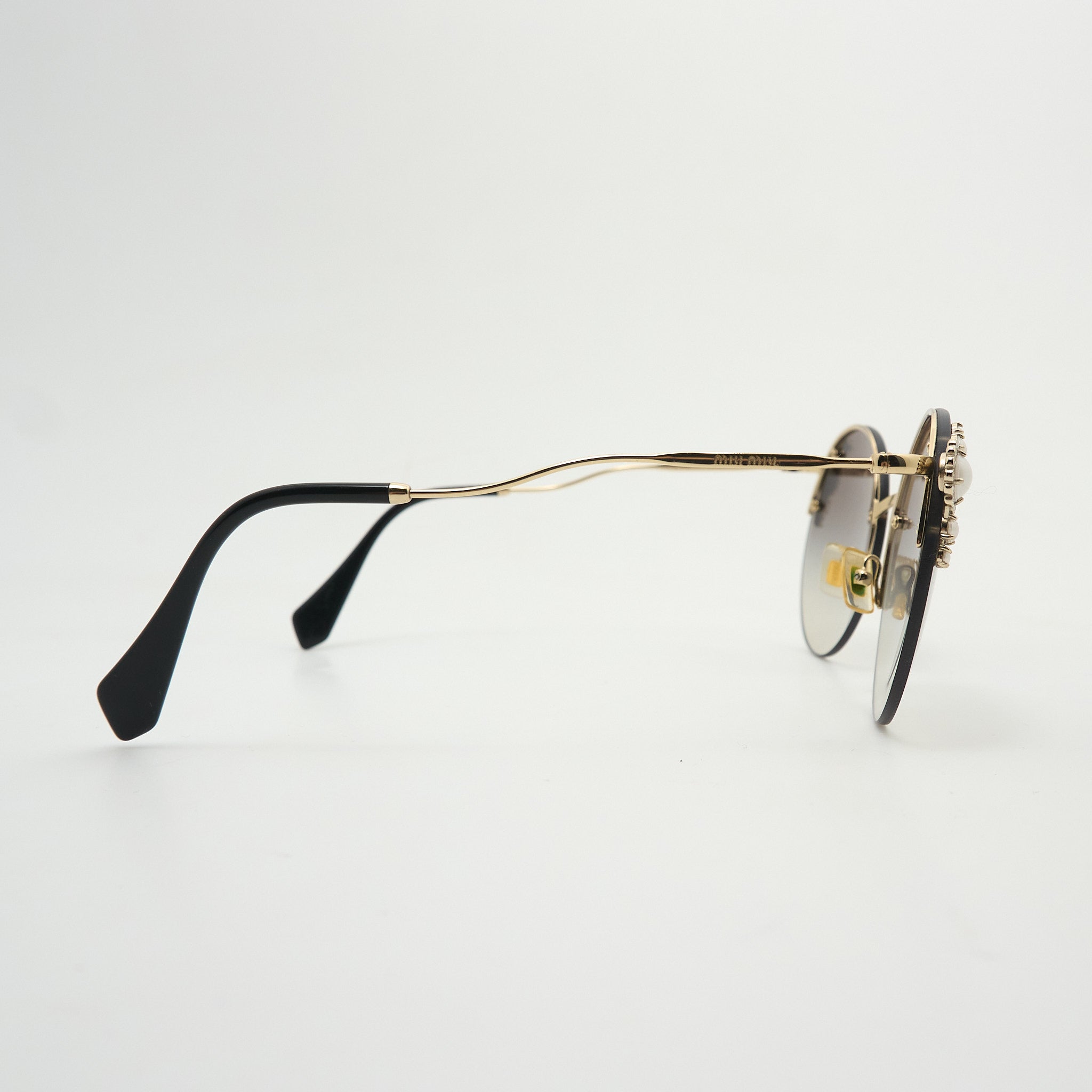 Miu Miu Round Pearl & Crystal Sunglasses