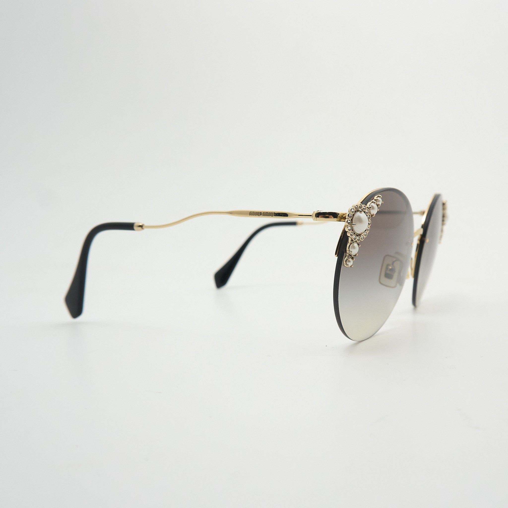 Miu Miu Round Pearl & Crystal Sunglasses
