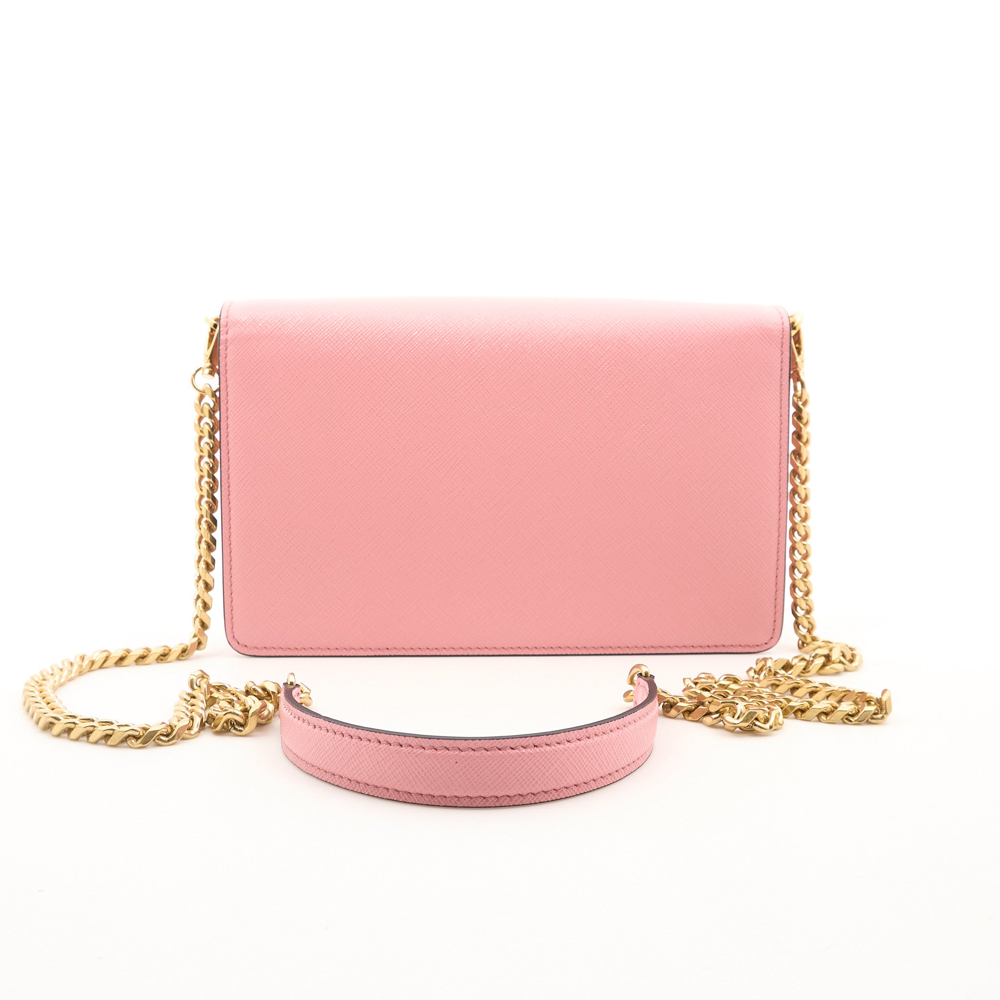 Prada Pink Saffiano Crossbody Clutch Bag