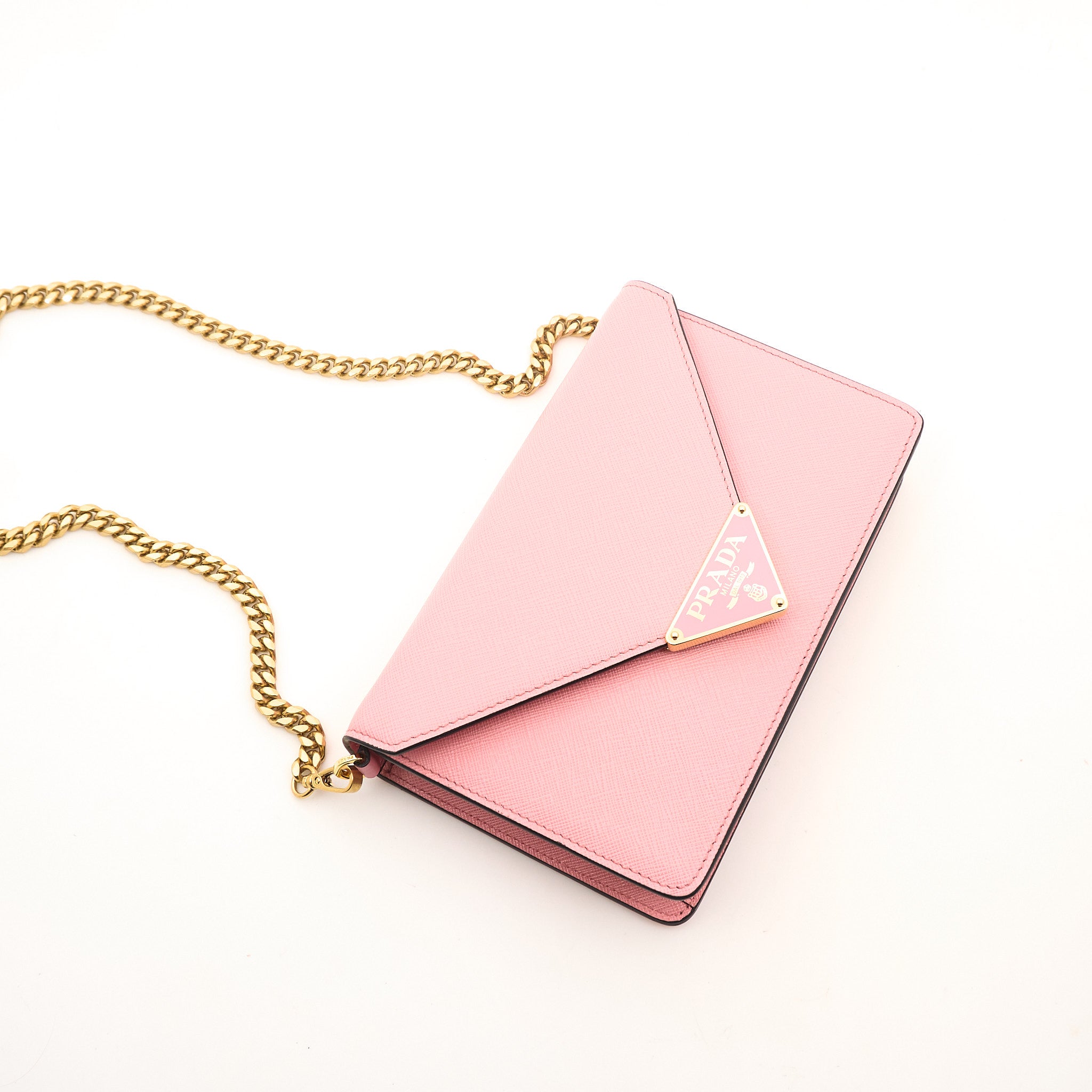 Prada Pink Saffiano Crossbody Clutch Bag