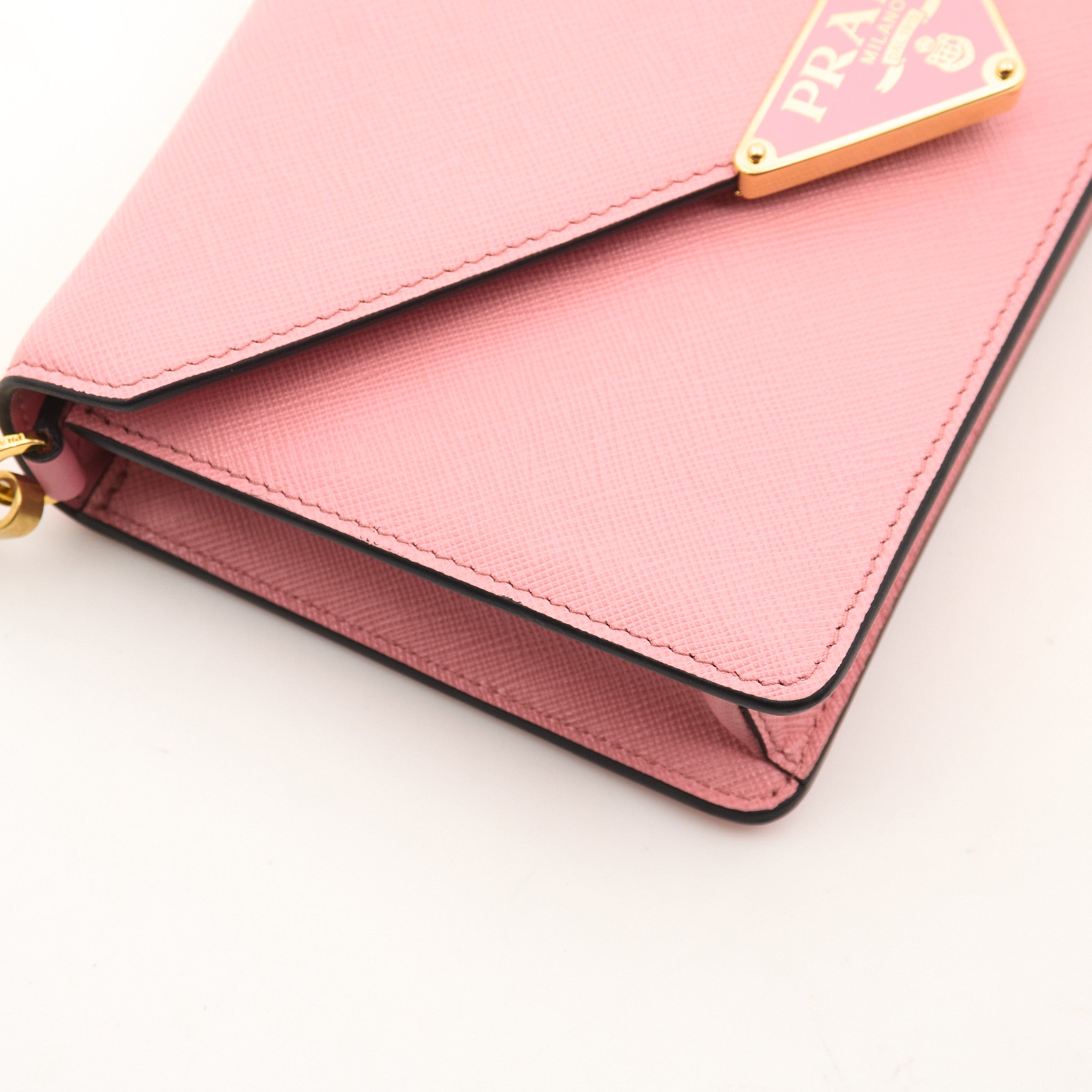 Prada Pink Saffiano Crossbody Clutch Bag