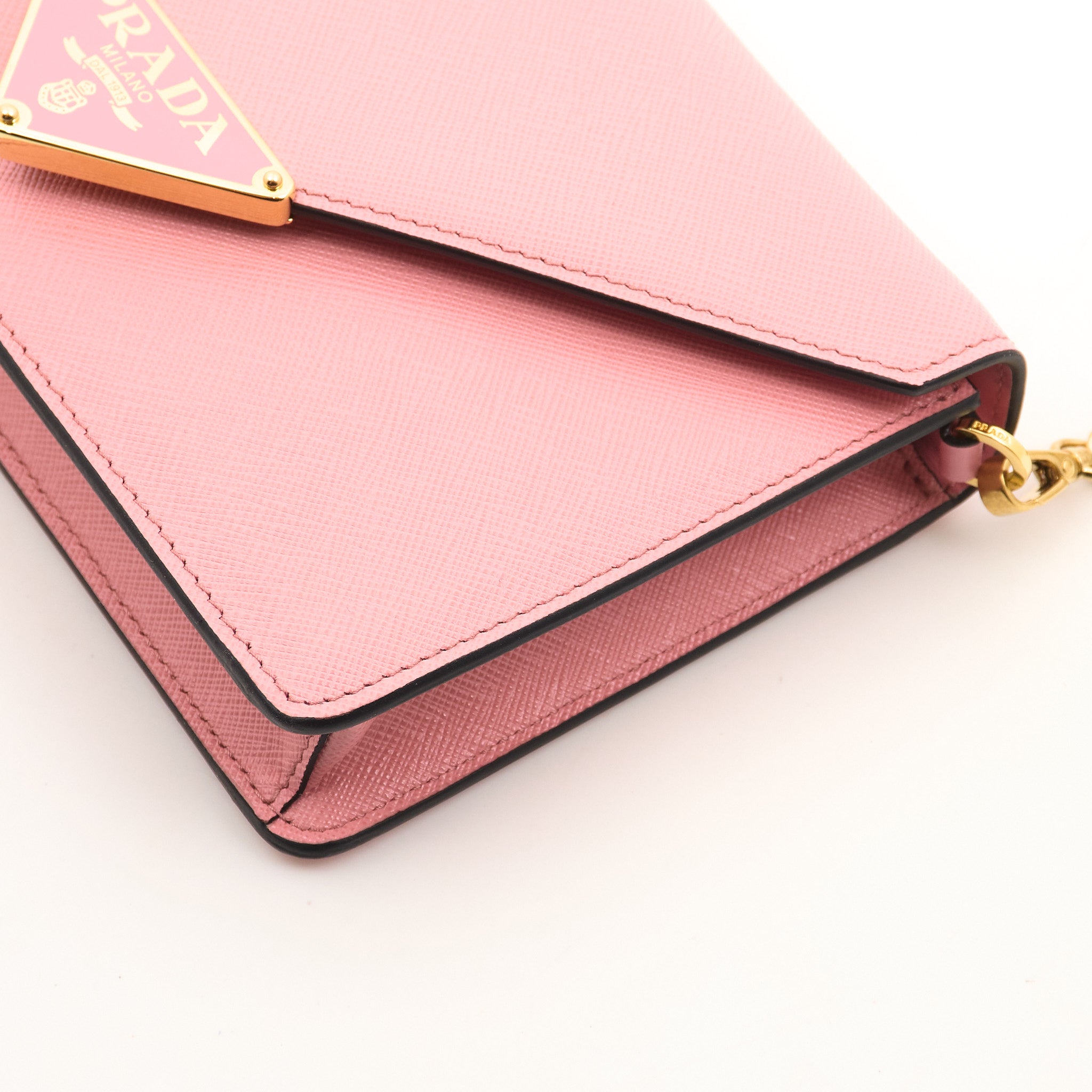 Prada Pink Saffiano Crossbody Clutch Bag