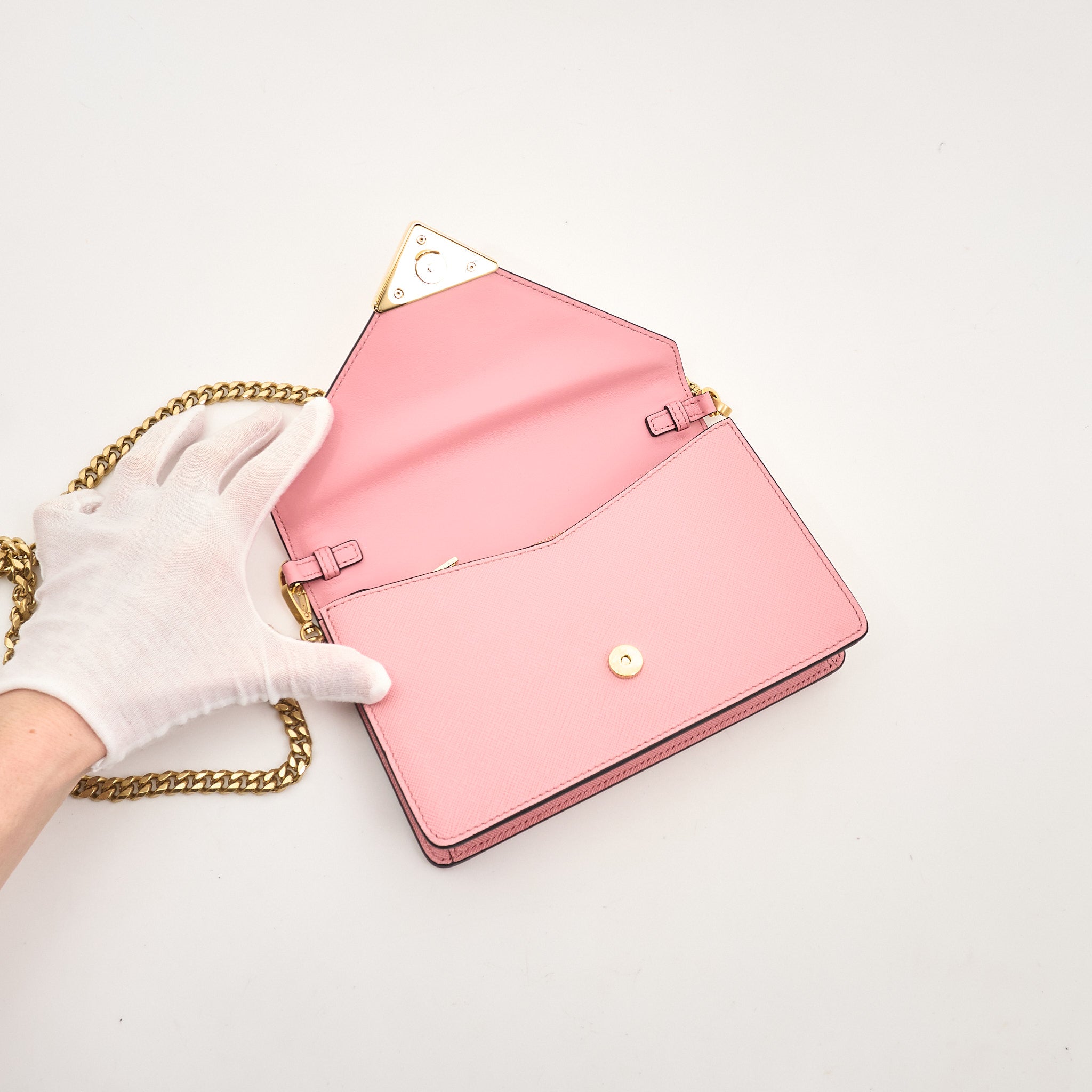 Prada Pink Saffiano Crossbody Clutch Bag
