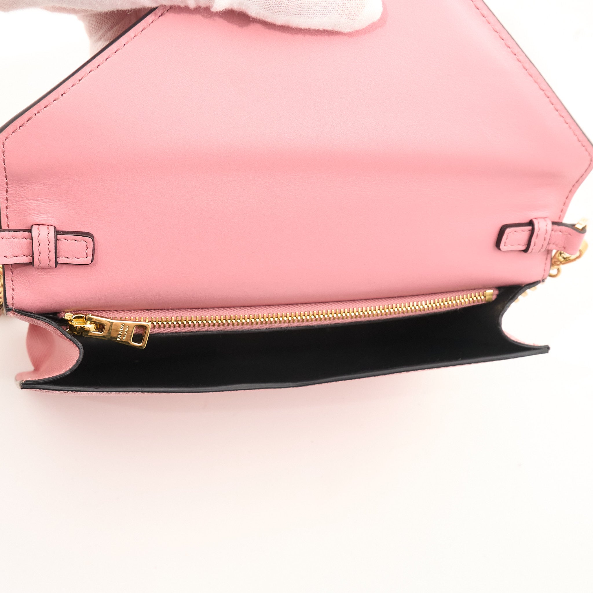 Prada Pink Saffiano Crossbody Clutch Bag