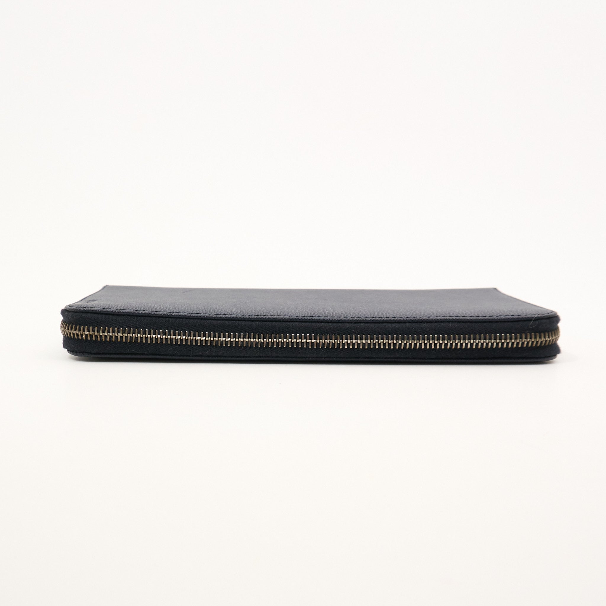 Prada Navy Saffiano Passport Zip Wallet