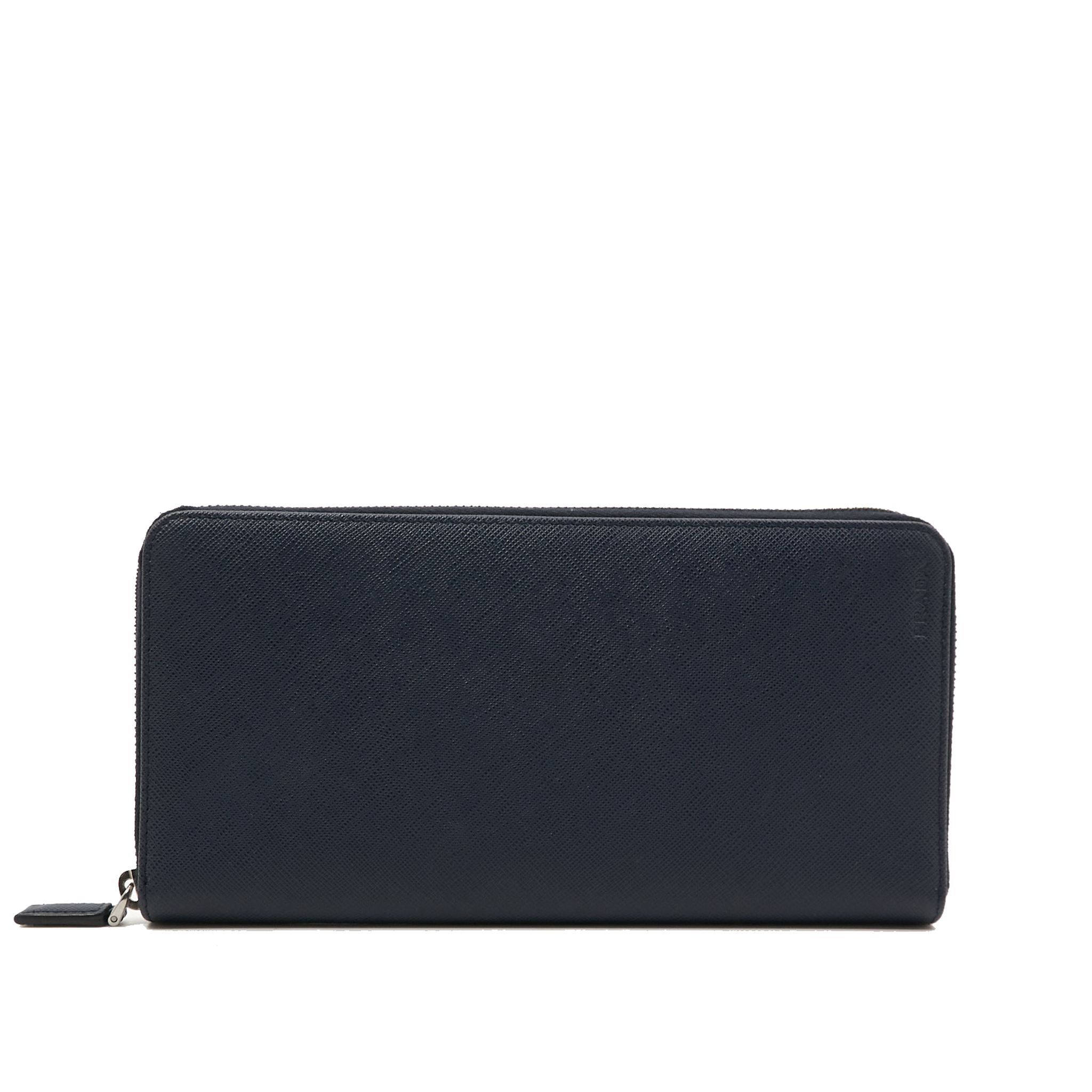 Prada Navy Saffiano Passport Zip Wallet