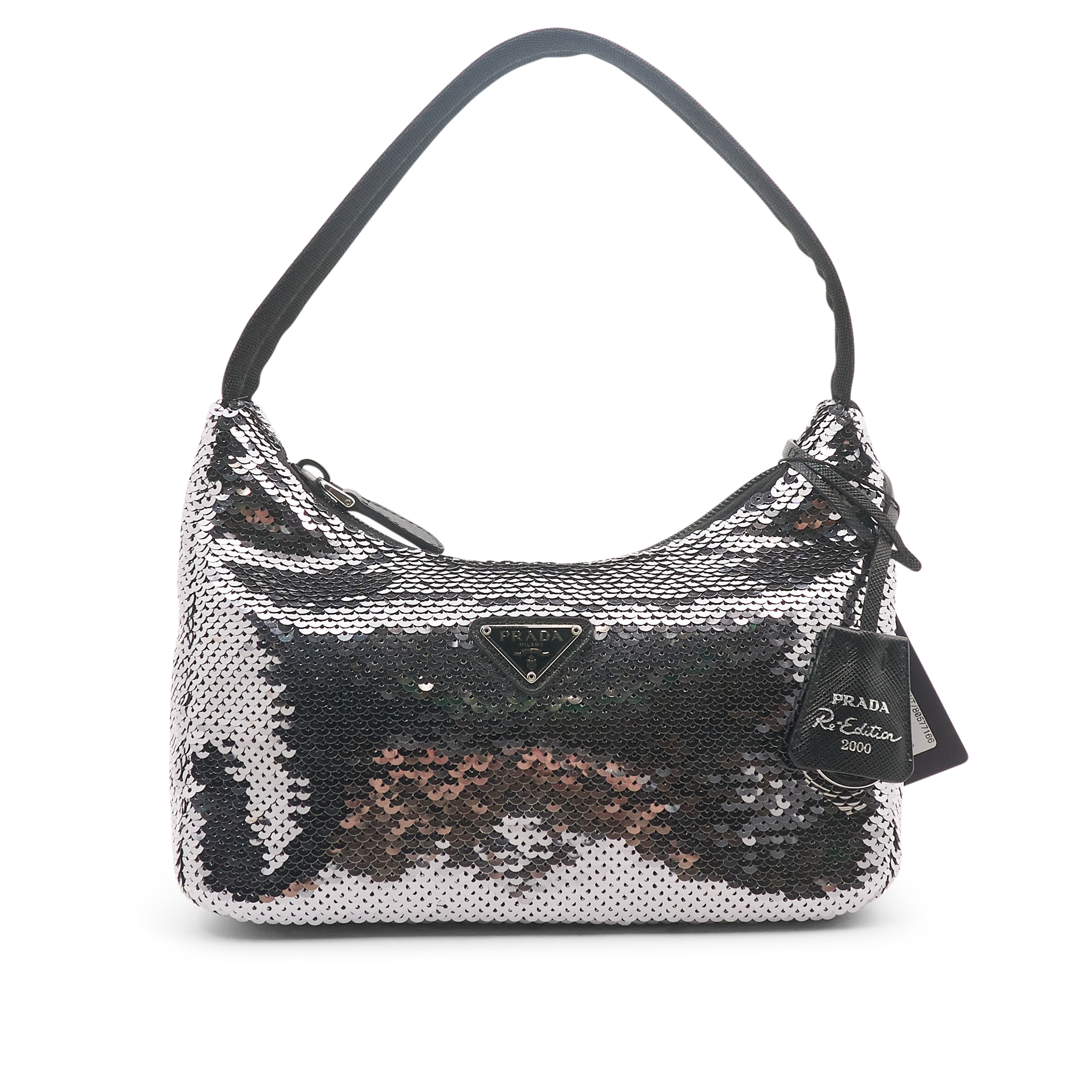 Prada Re-Edition 2000 Silver Sequin Shoulder Bag